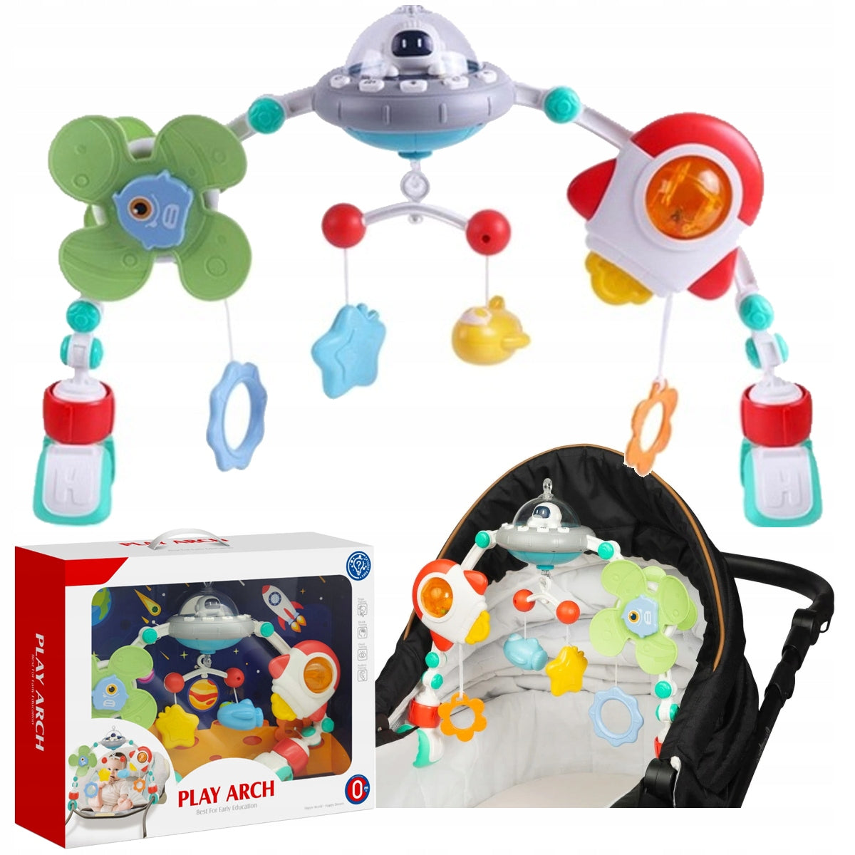 Headband Playing Pendant with Toys Carousel for Car Seat Bed Carrier Packaging status original