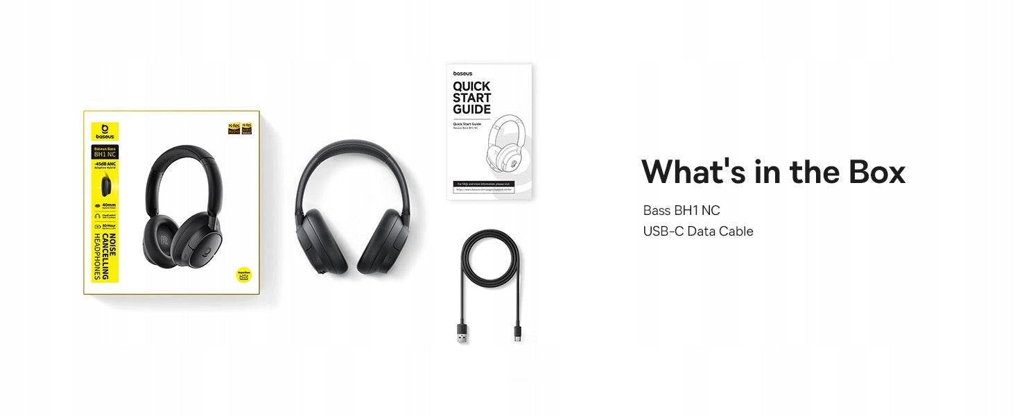 Headphones Baseus BH1 NC On-ear Bluetooth 6.0 Black Wireless Manufacturer code A0203703