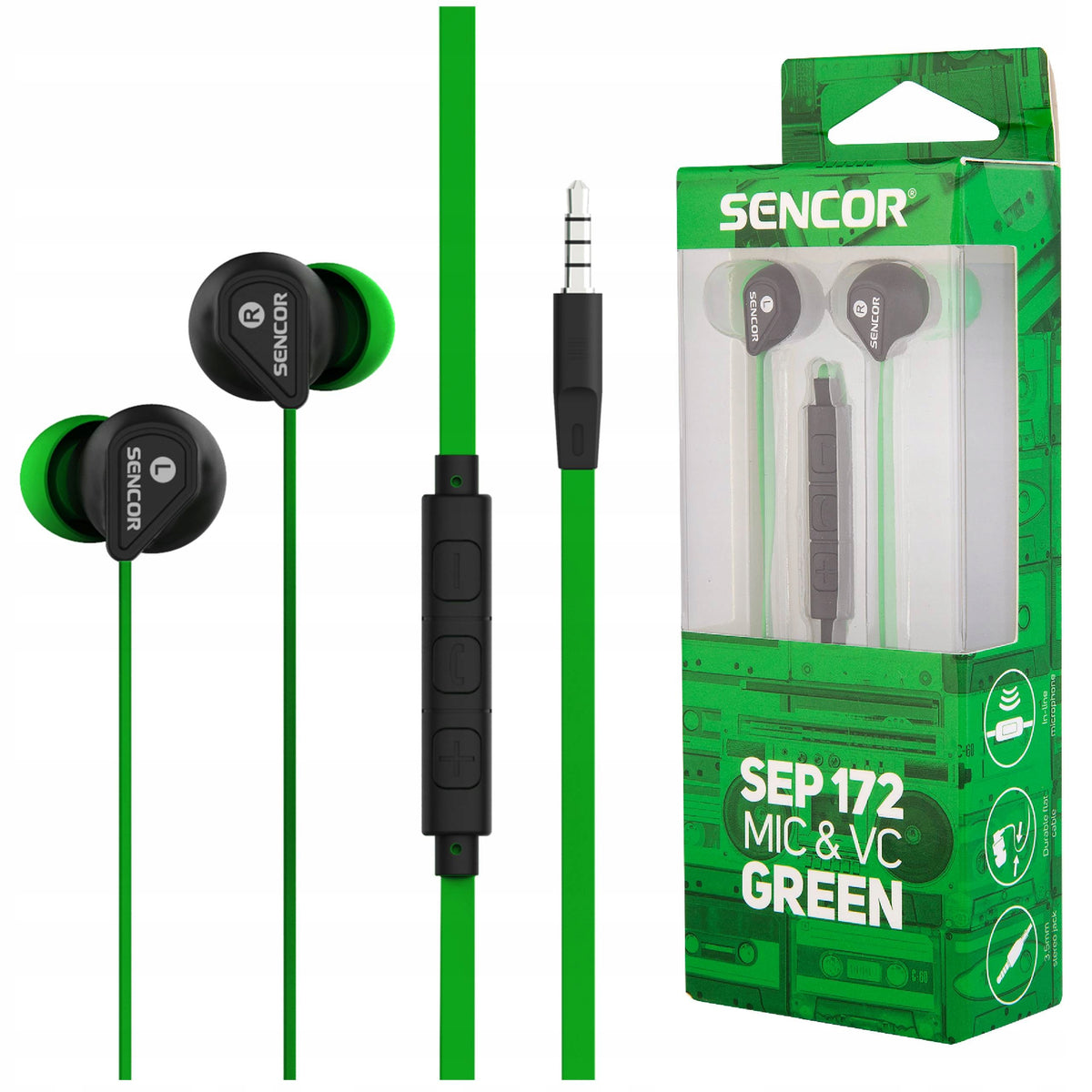 Headphones Classic Sencor SEP 172 VCM Green