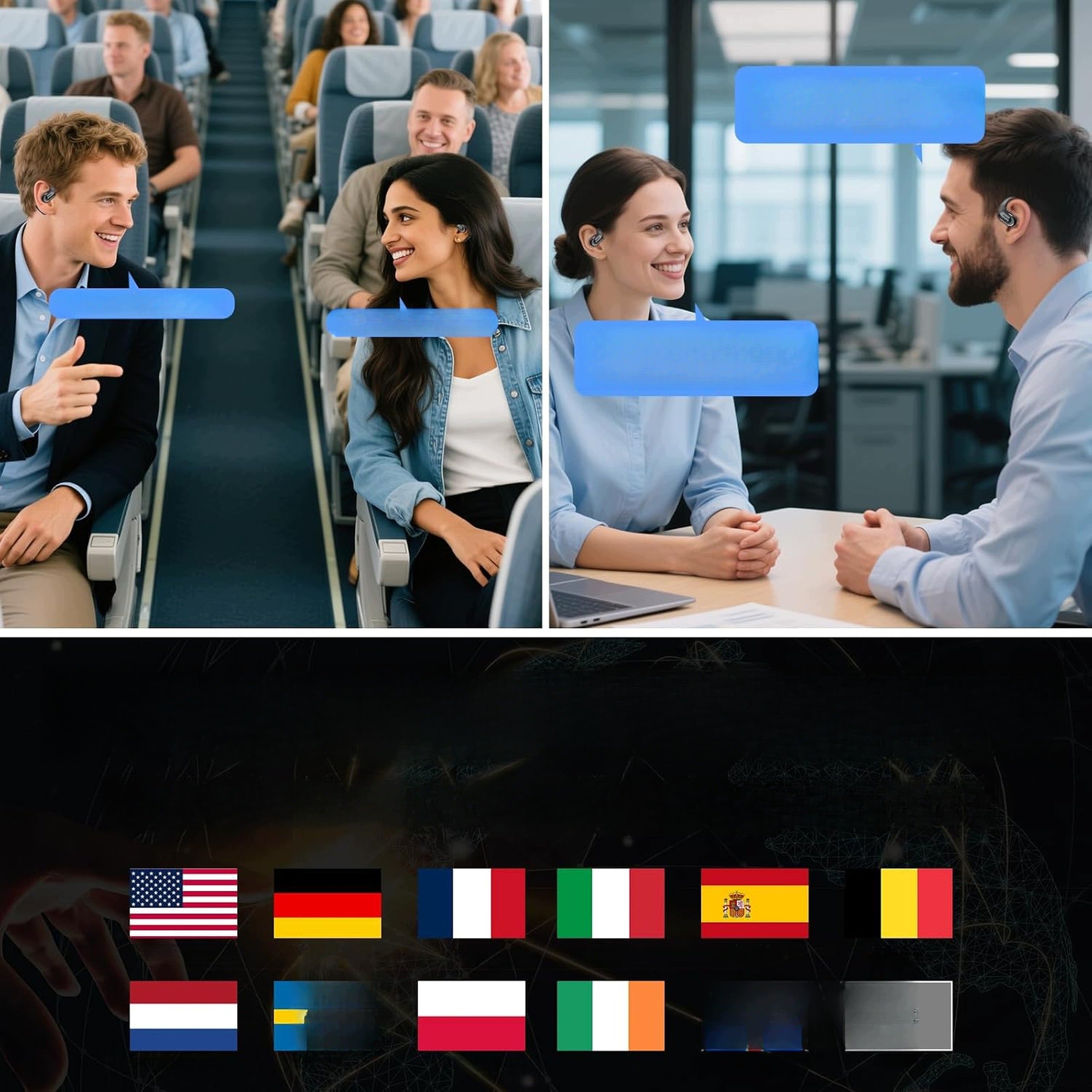 Headphones translator 164 languages AI open-ear wireless sports Packaging status original