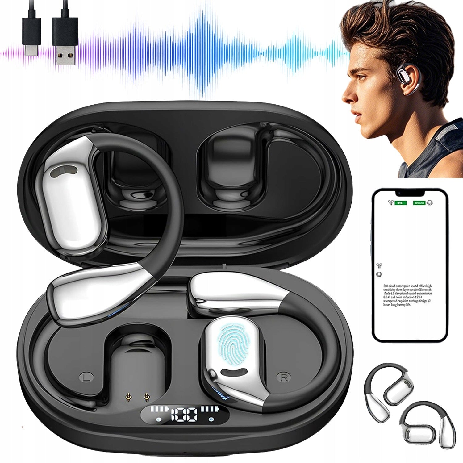 Headphones with Translator Ai 139 Languages Time Real Bluetooth Headphones