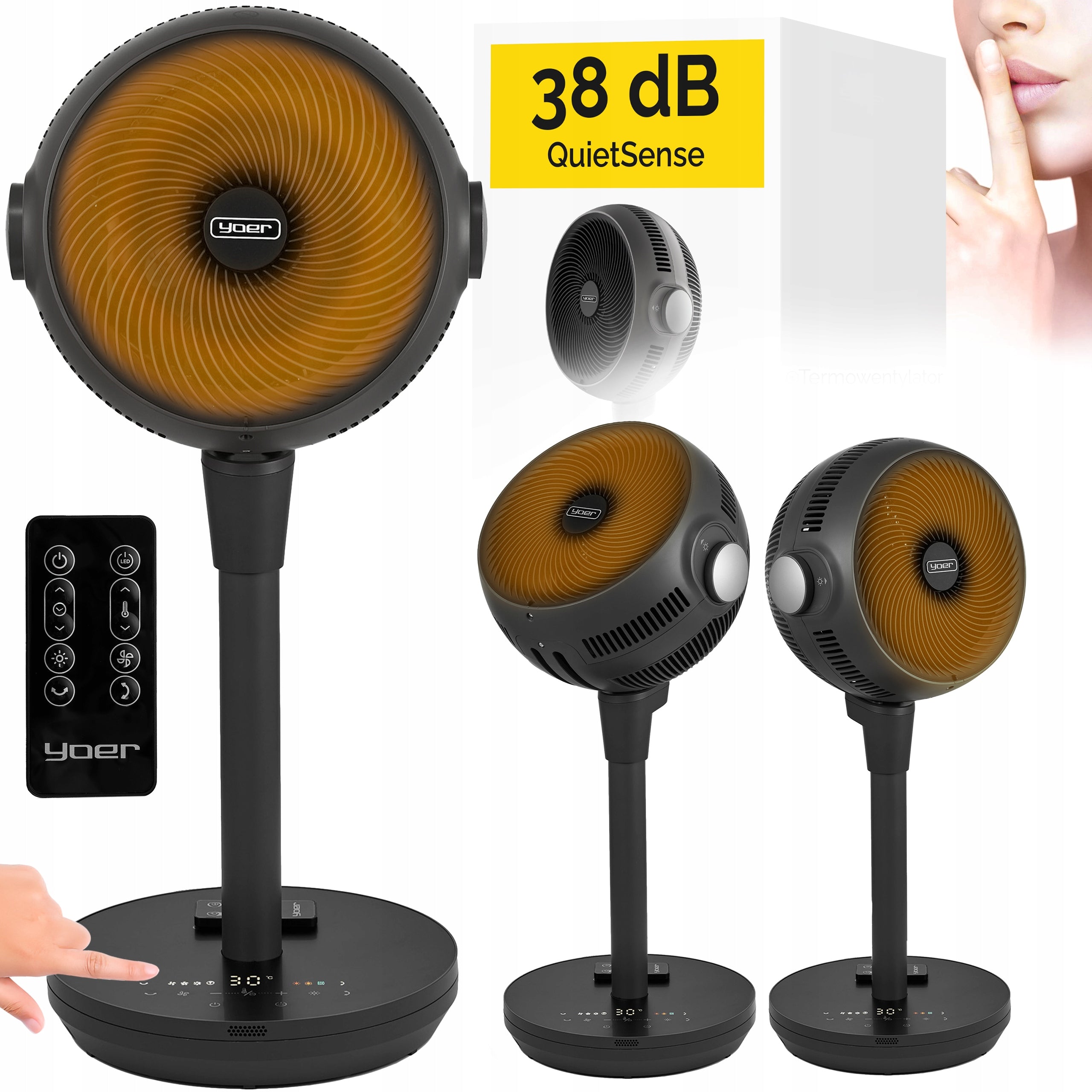 Heat Fan Farelka Silent 38dB Yoer Energy Efficient 1800W +3D Oscillation