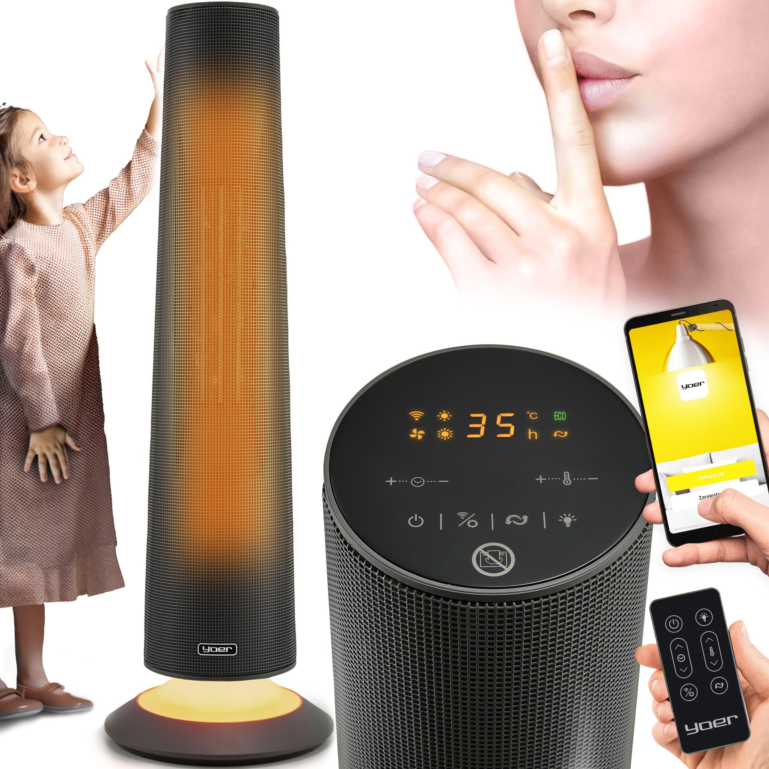 Heat Fan Farelka Silent Yoer 2500 W + Timer +4 Modes +Energy Efficient
