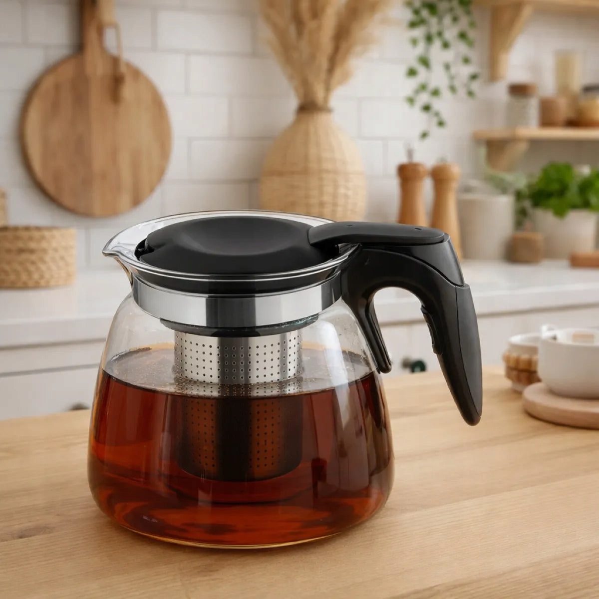 Heat Resistant Glass Tea Pot with Infuser Altom Design 900 ml Packaging status original