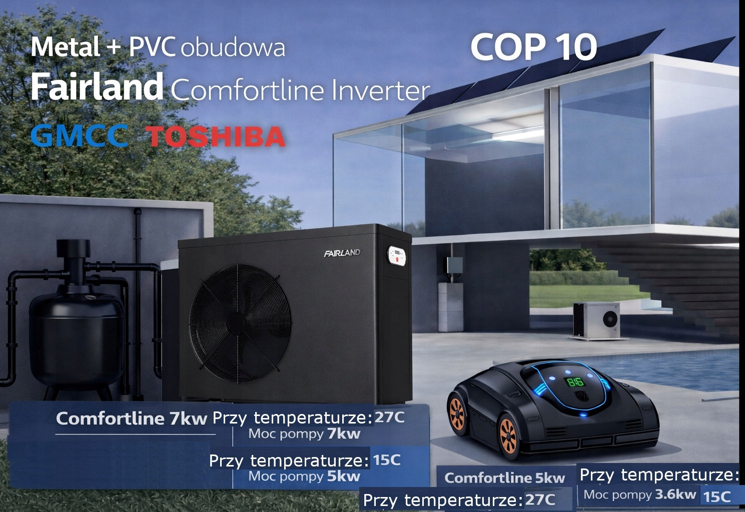 Heat pump for swimming pool 7kw Fairland Comfortline Inverter Packaging status original