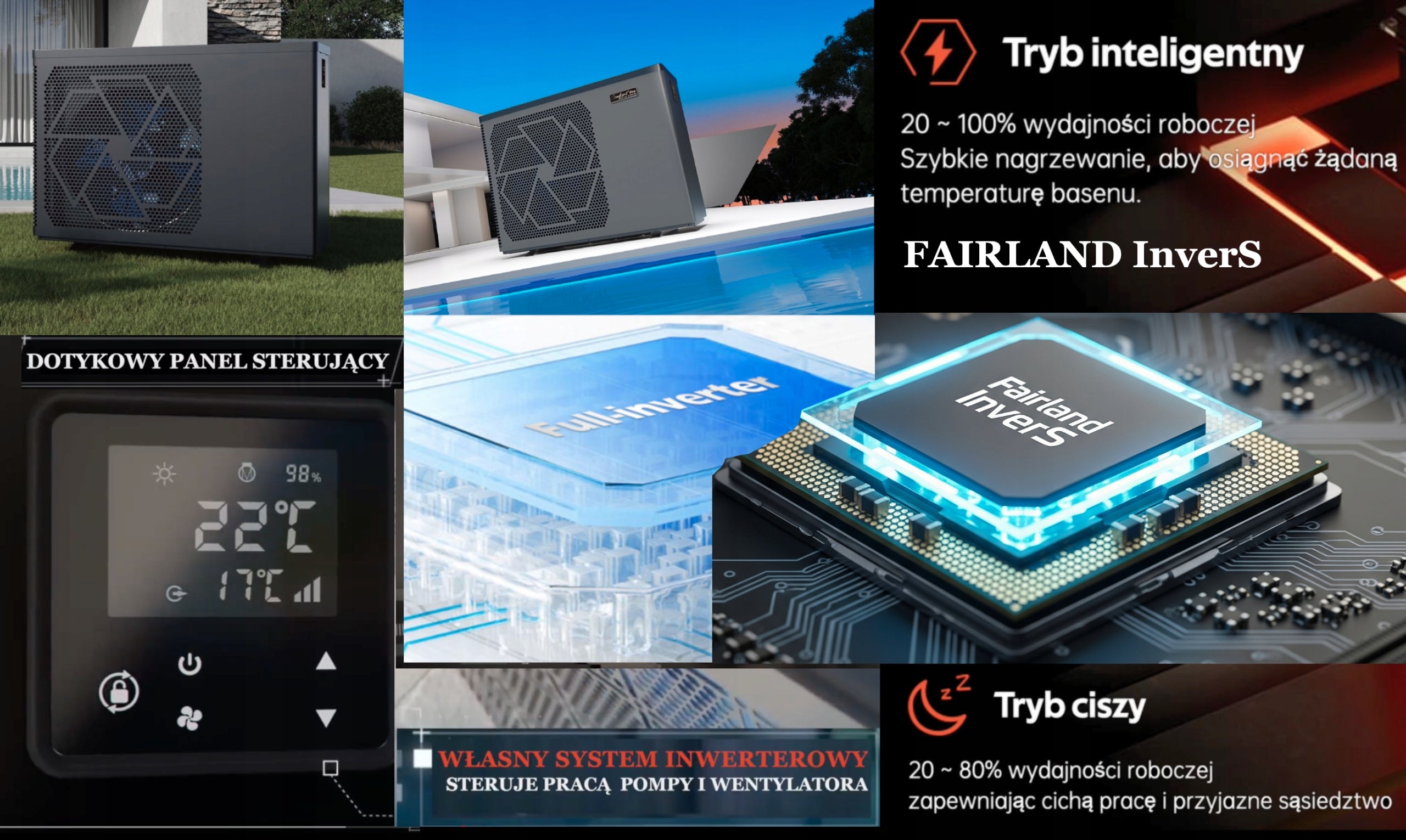 Heat pump for swimming pool Fairland Inver-S 10kw InverS 10 kw + BAJPAS WIFI Manufacturer code NPCR10