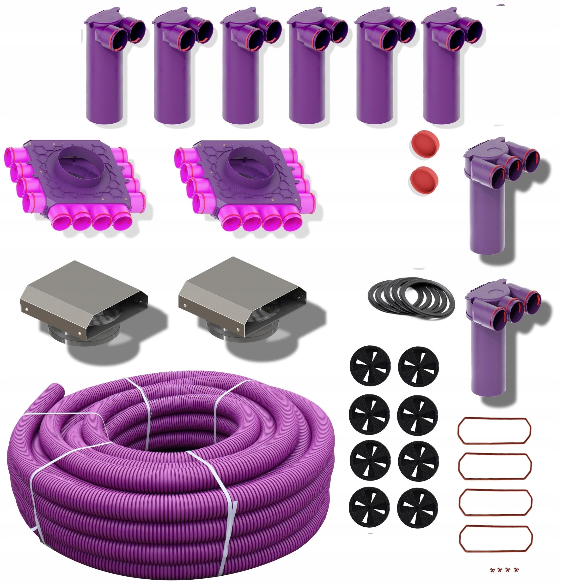Heat recovery, ventilation, house set, 70-99 m2, 75-piece pipe, no. 77