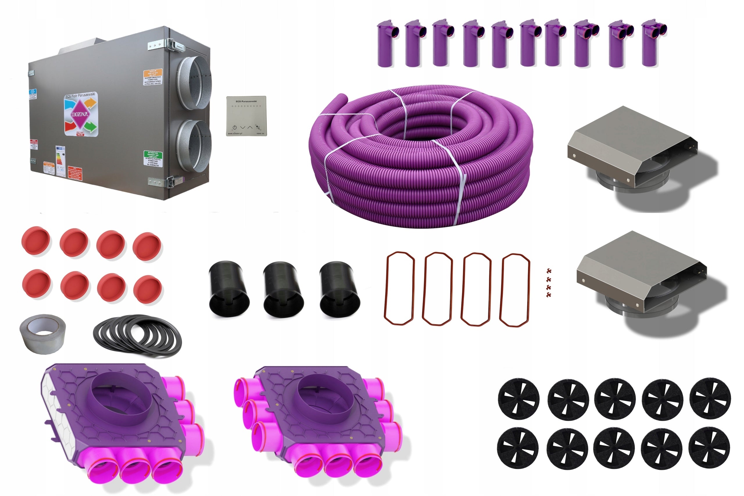 Heat recovery, ventilation, set of house elements 90-120