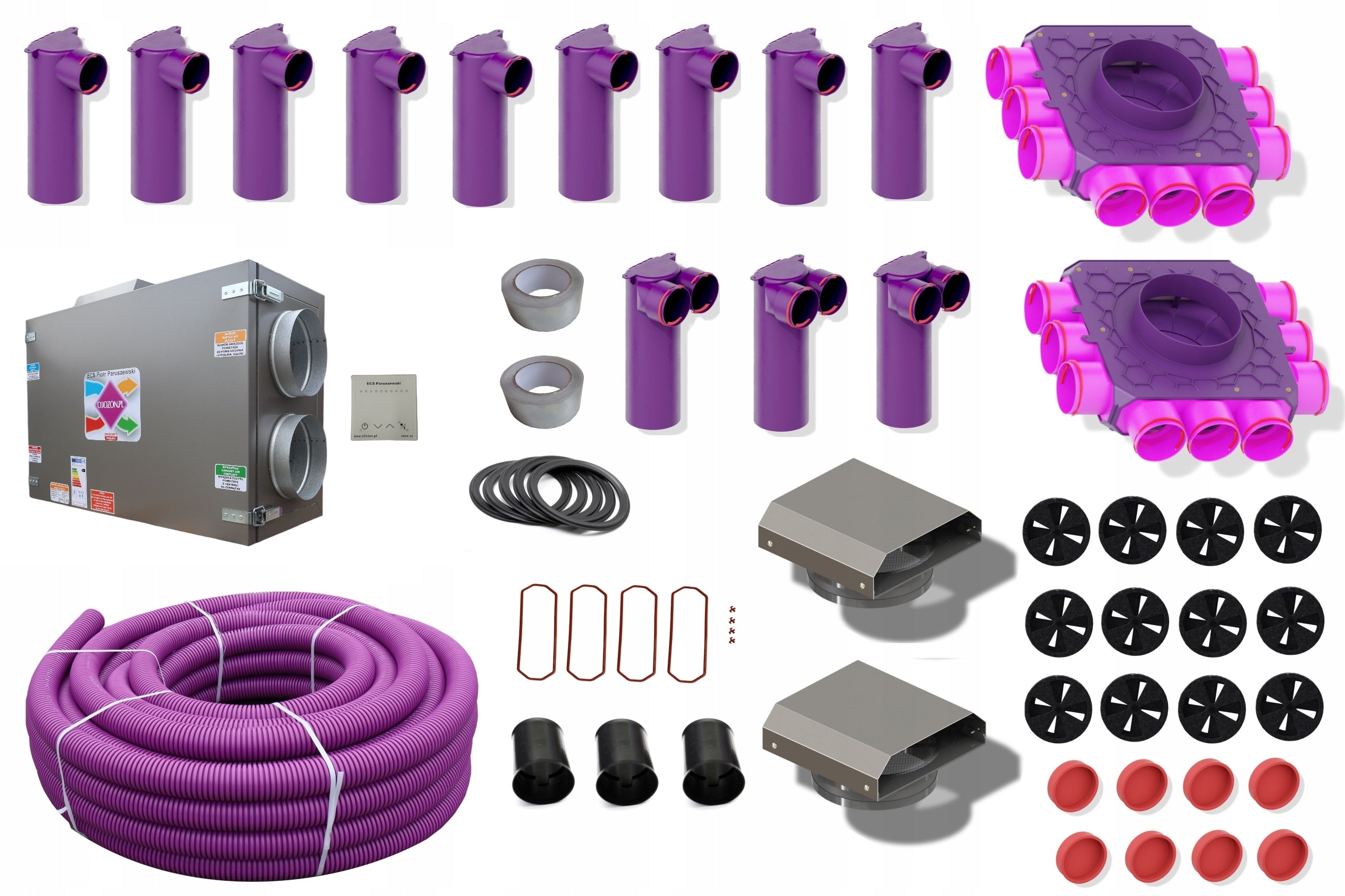 Heat recovery, ventilation, set of house elements up to 150