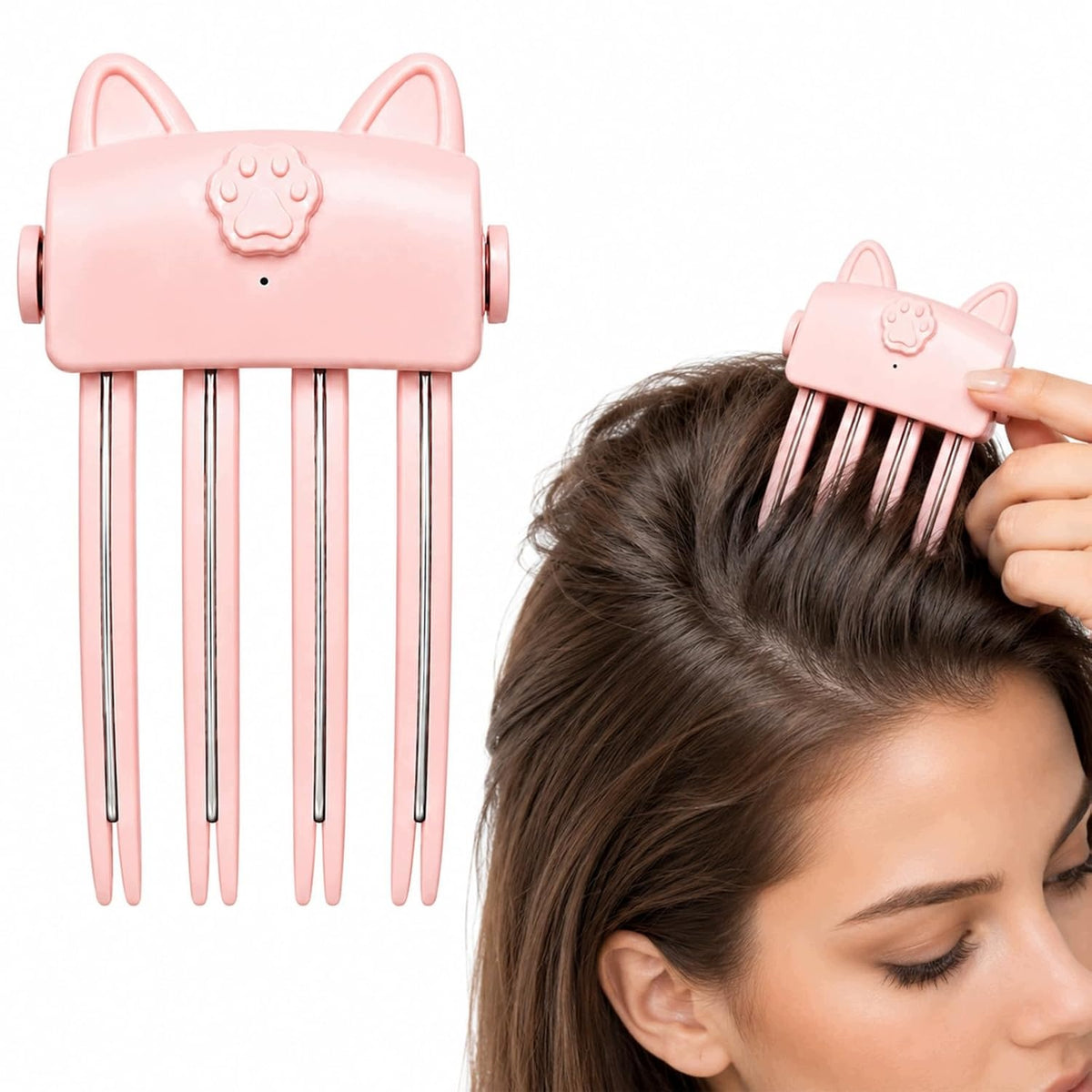 Heated Root Volumizer Clip, Hair Crown Lifting Styler Booster(pink)