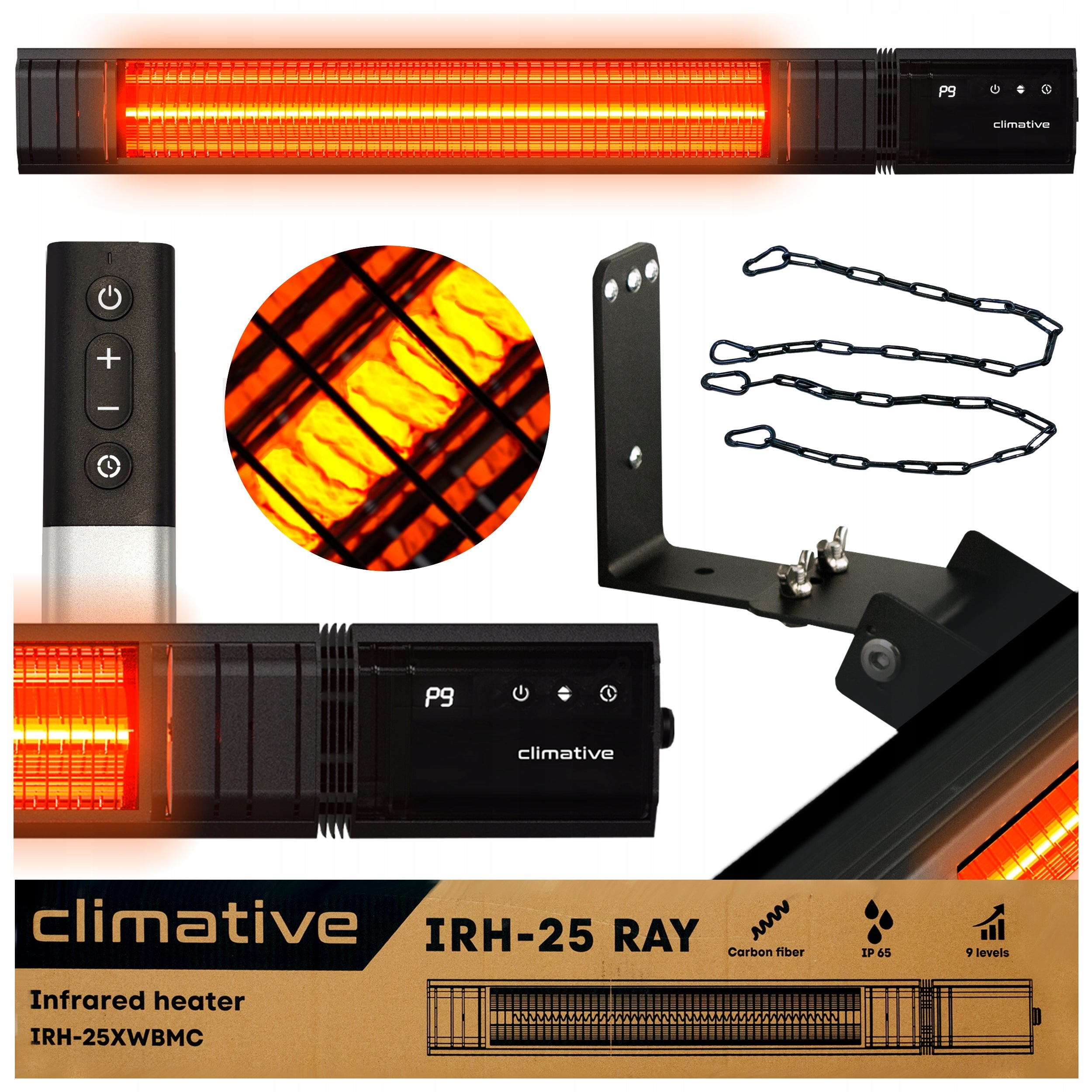 Heater Infrared Electric Heater 2500W RAY 9 Levels