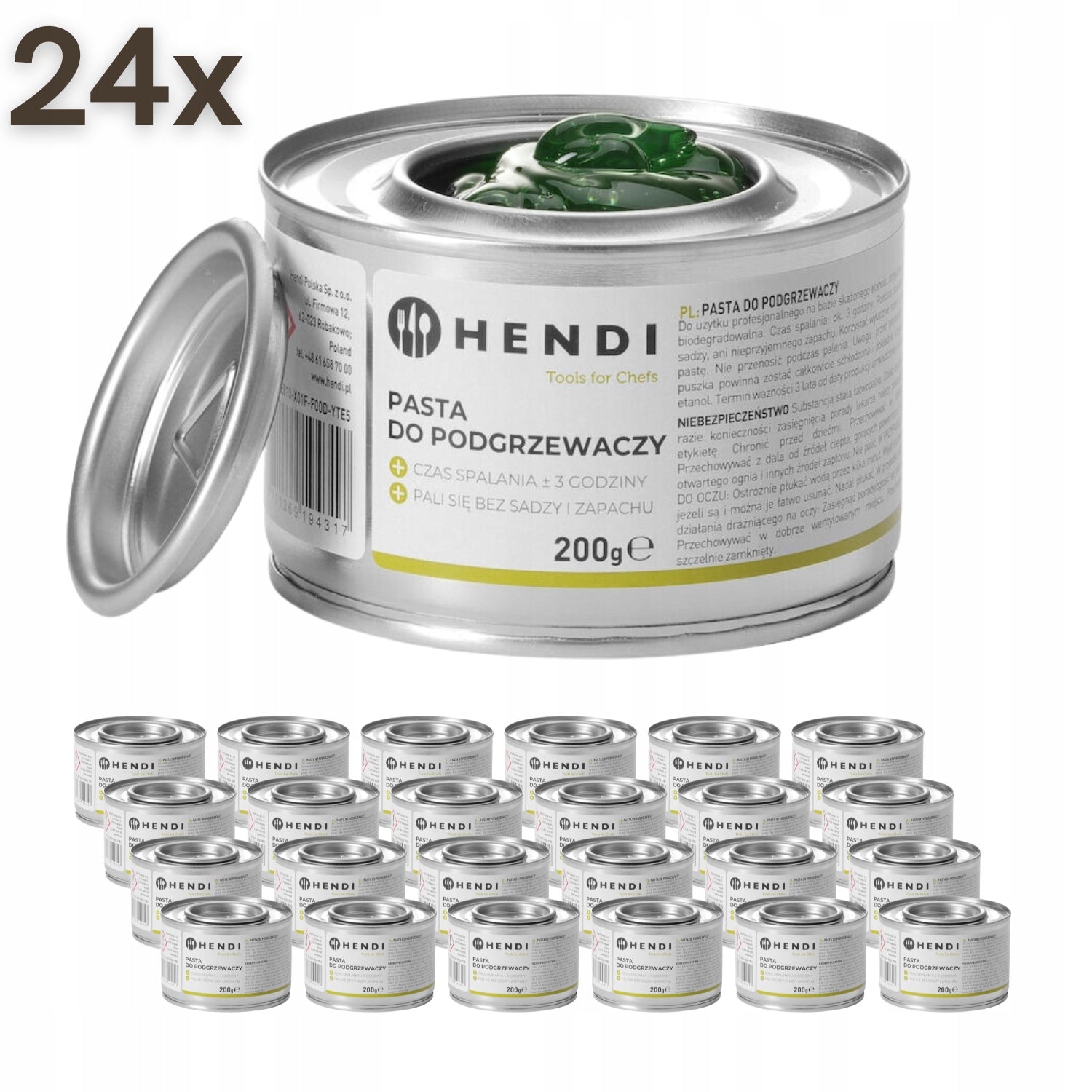 Heater paste HENDI HORECA 24x200g BIO Ethanol No smell No soot Brand Hendi