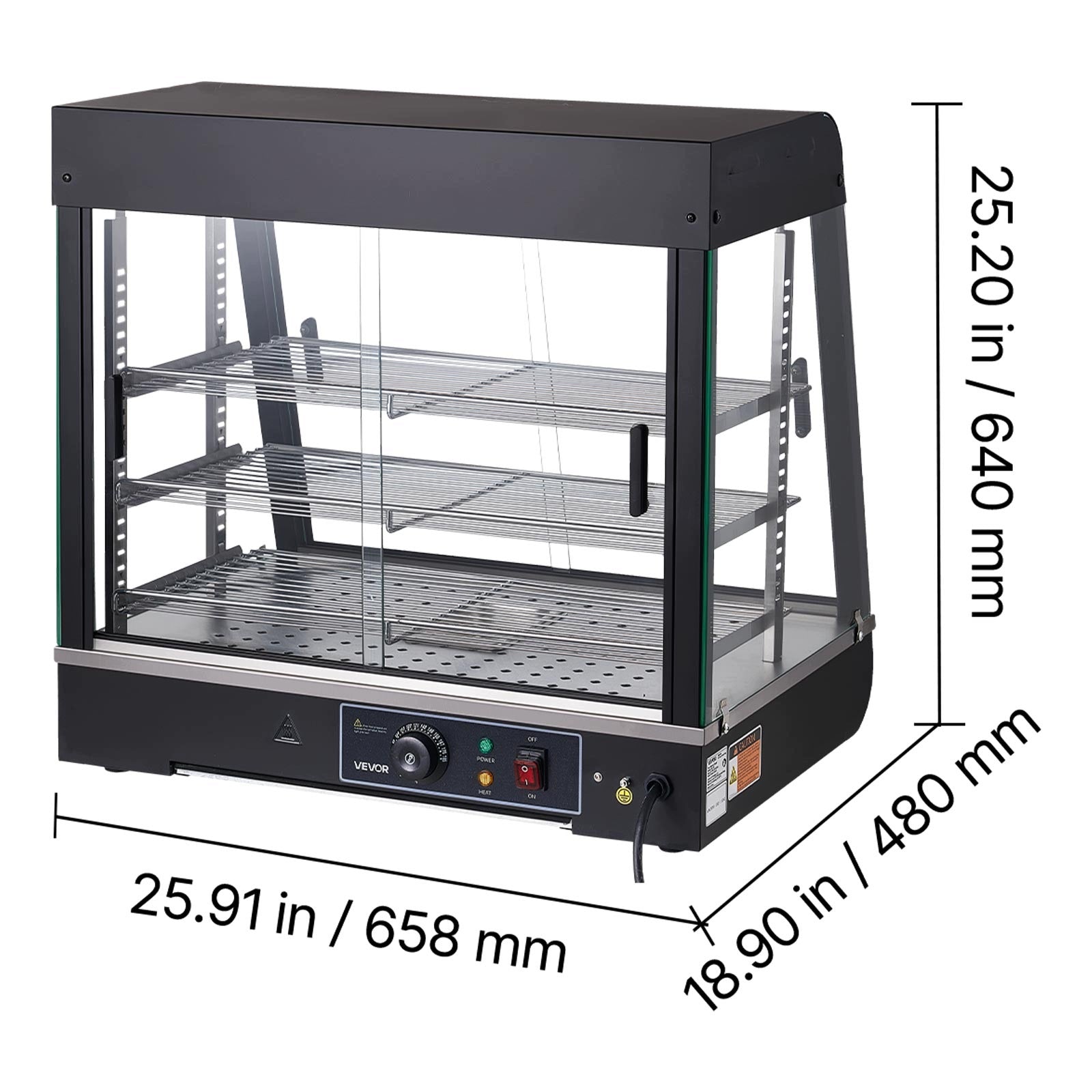 Heating Display Cabinet 3-Level 100L With LED Lighting And Constant Temperature Manufacturer code TYZSJHS3C26Y2B