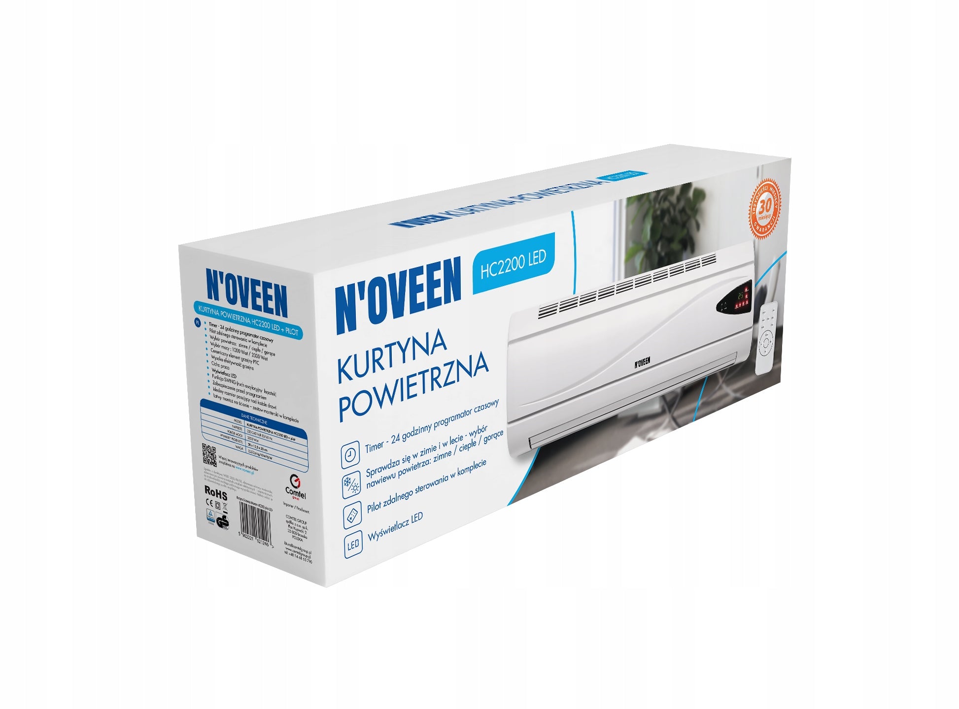 Heating curtain N'OVEEN HC2200 with LED remote control 2000W Manufacturer code HC2200