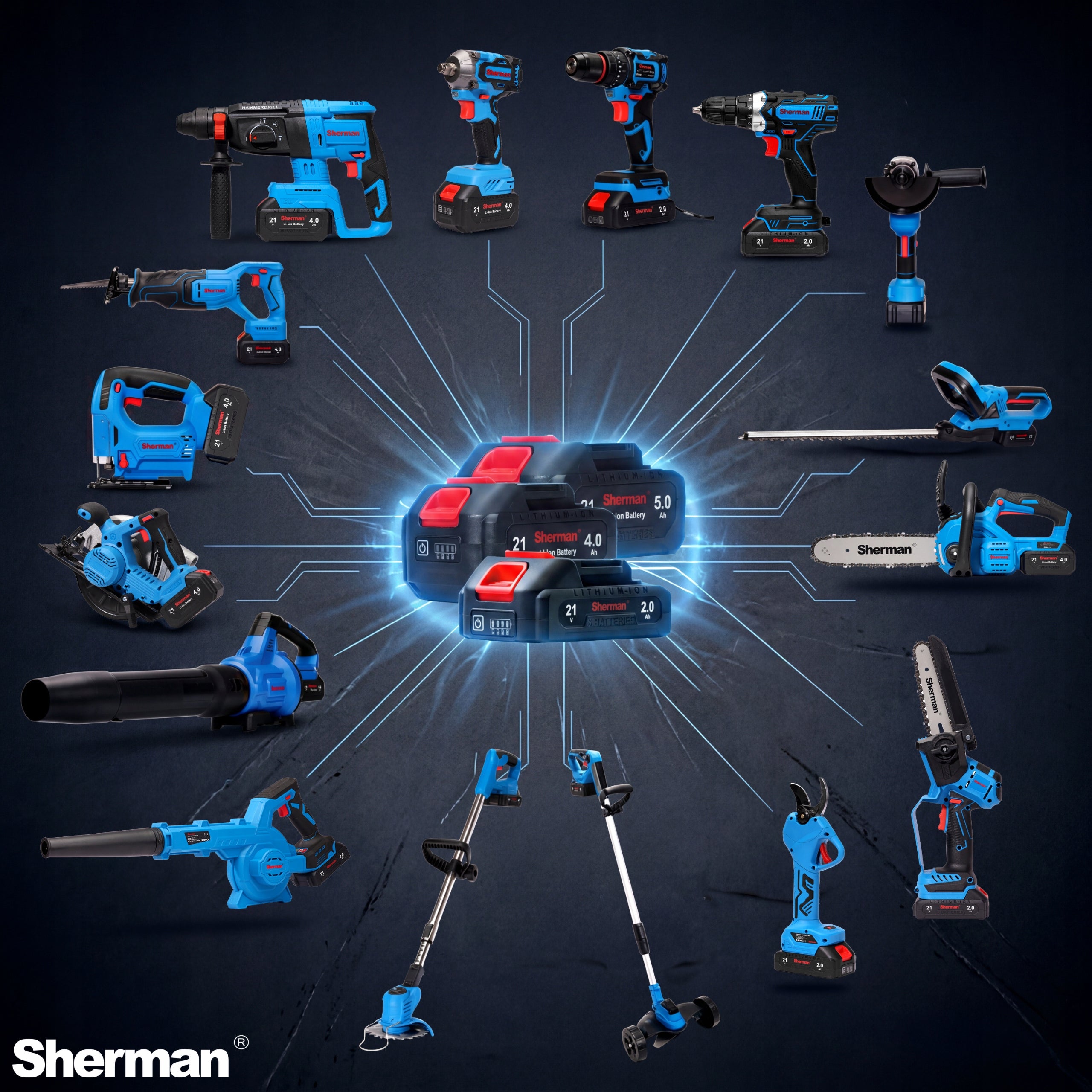 Hedge Trimmer BATTERY POWERFUL 2x 4.0Ah Sherman Power 450 W