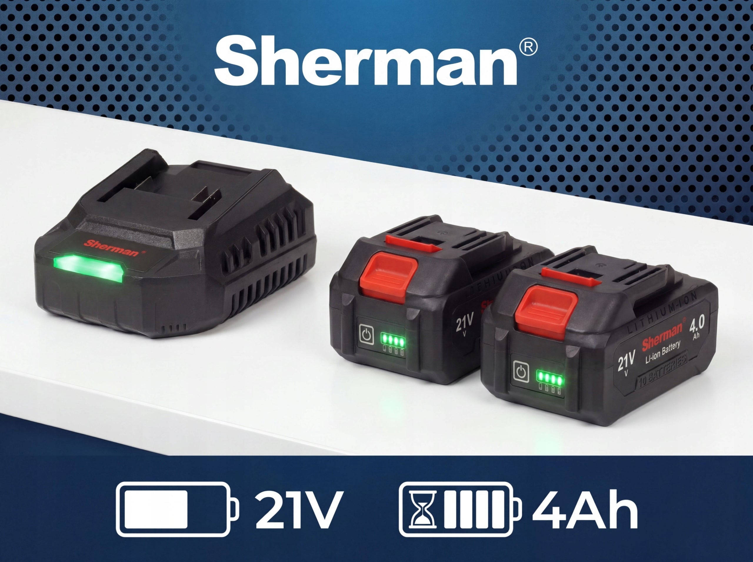 Hedge Trimmer BATTERY POWERFUL 2x 4.0Ah Sherman Power supply battery operated