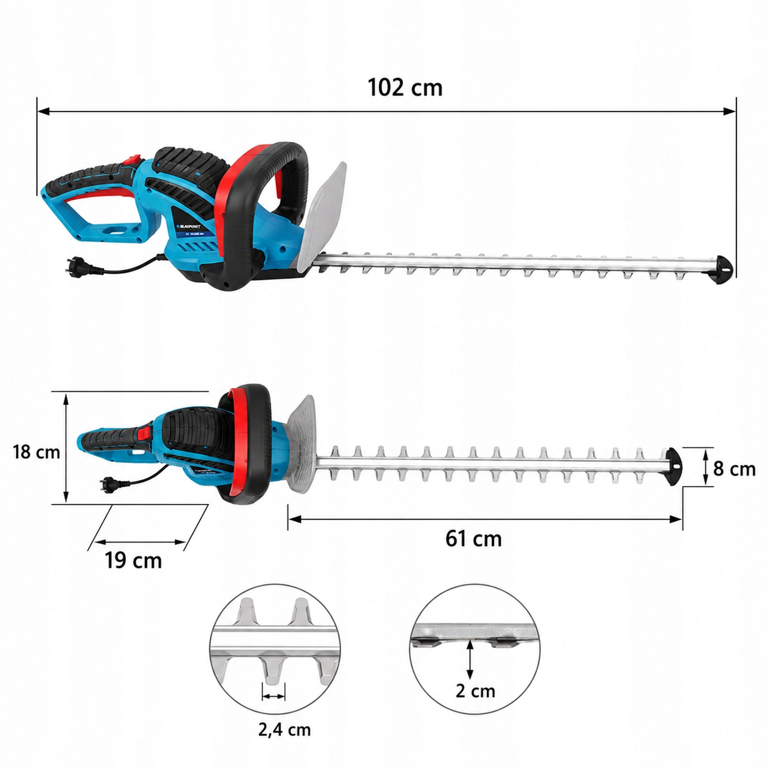 Hedge Trimmer Electric Blade 61cm Rotary Handle Blaupunkt Manufacturer code PTBLCT068