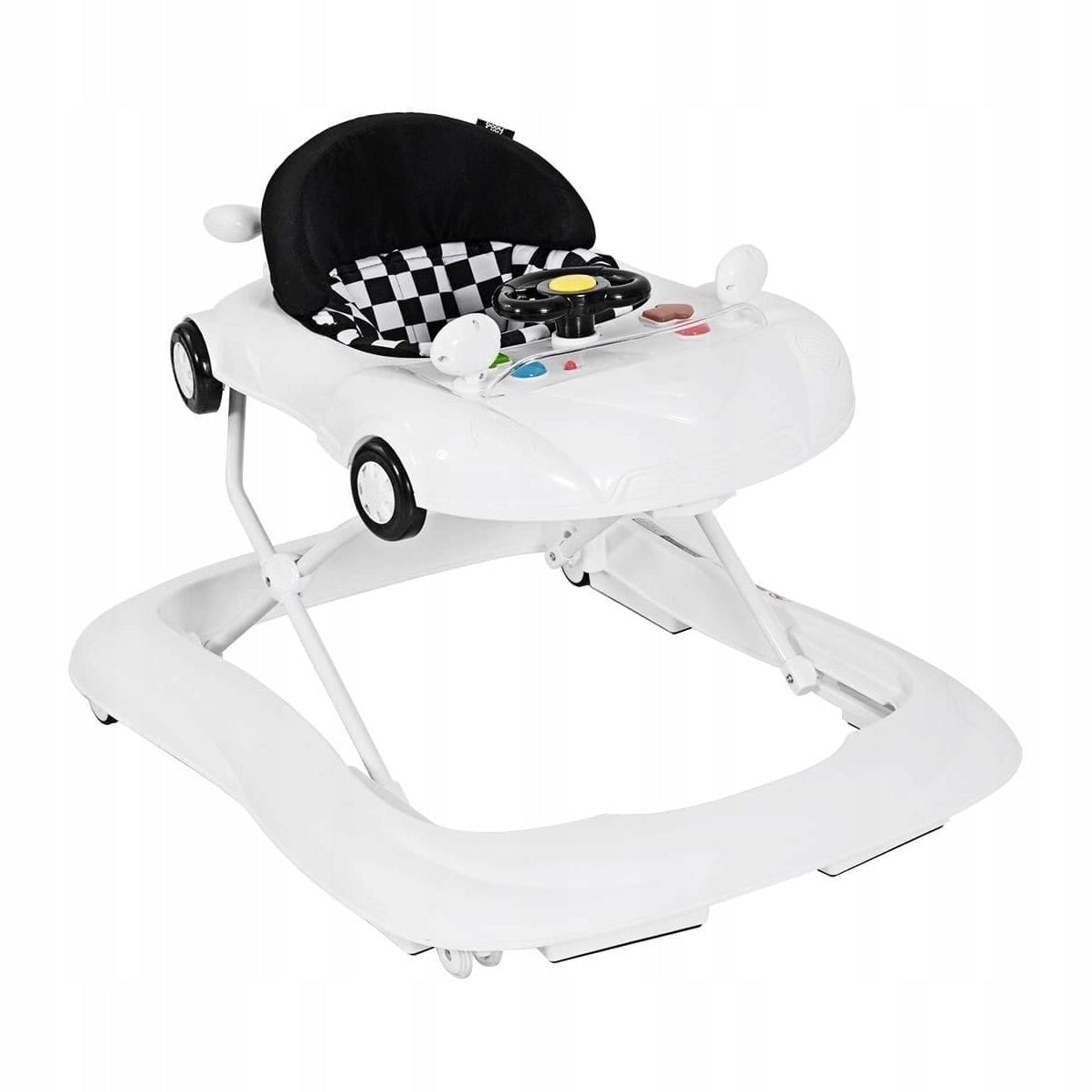 Height Adjustable Baby Walker White Formula Racing Car Growing