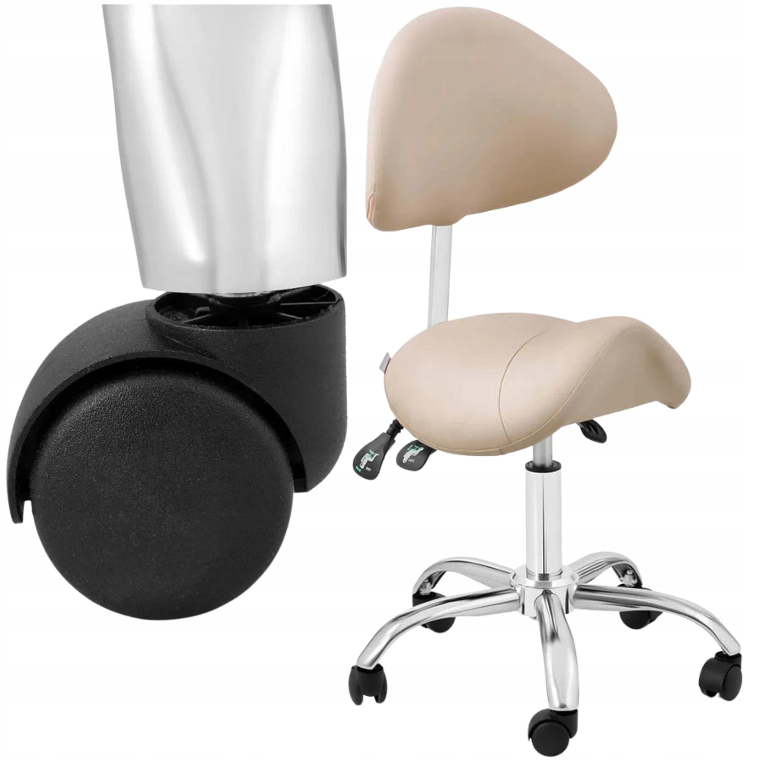 Height Adjustable Cosmetic Chair with Backrest Saddle Cream
