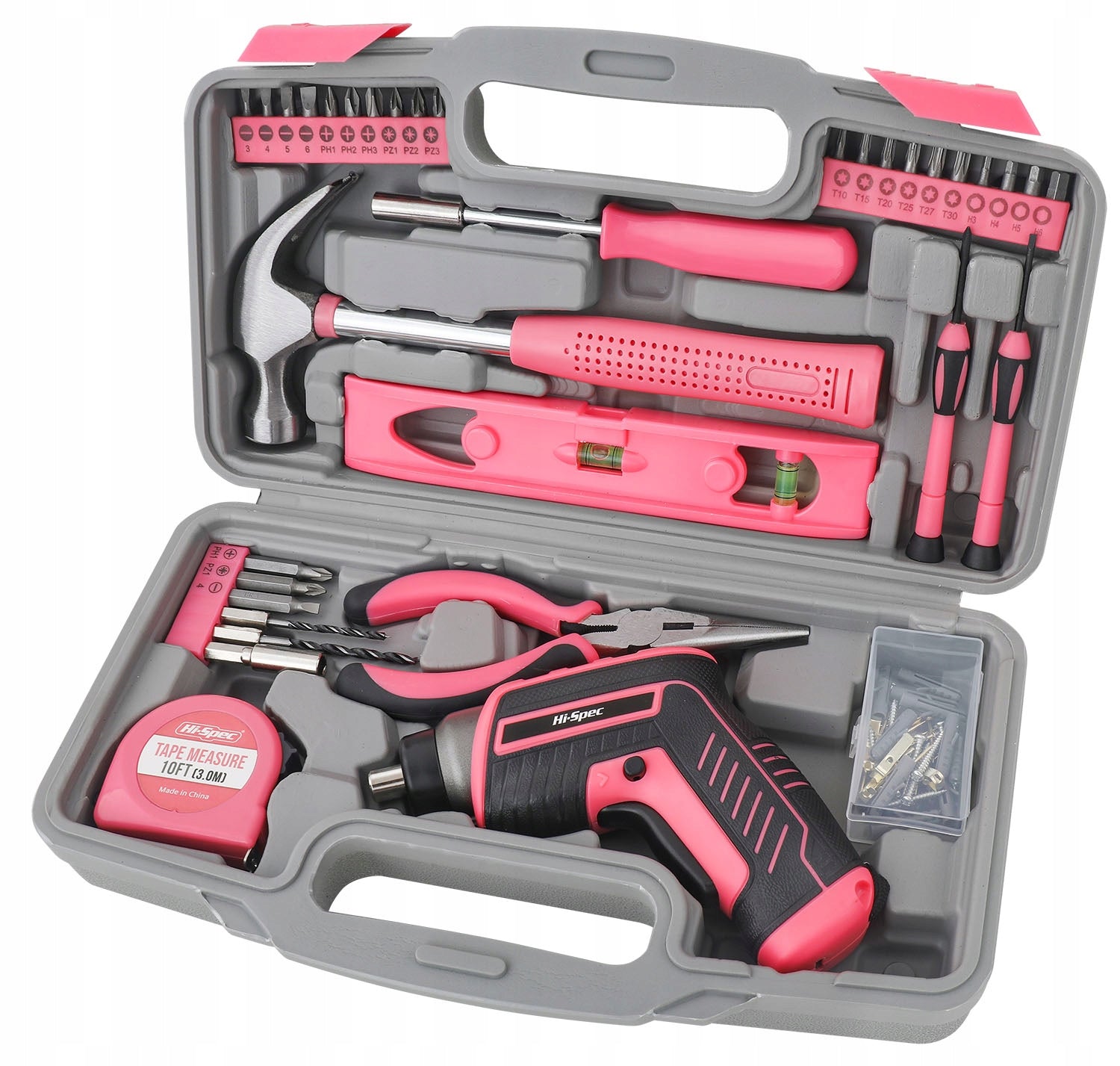 Hi-Spec 35-Piece Pink 3.6V Electric Screwdriver & Home Hand Tool Set