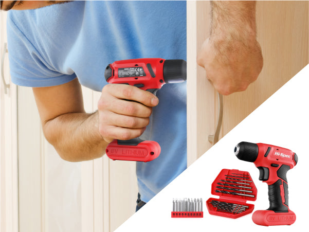 Hi-Spec 8V USB Electric Power Cordless Drill Driver and Home DIY Tool Set Brand Hi-Spec