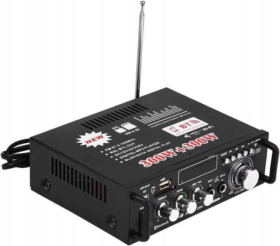 HiFi Amplifier 600W BT USB Remote Control 12V/230V