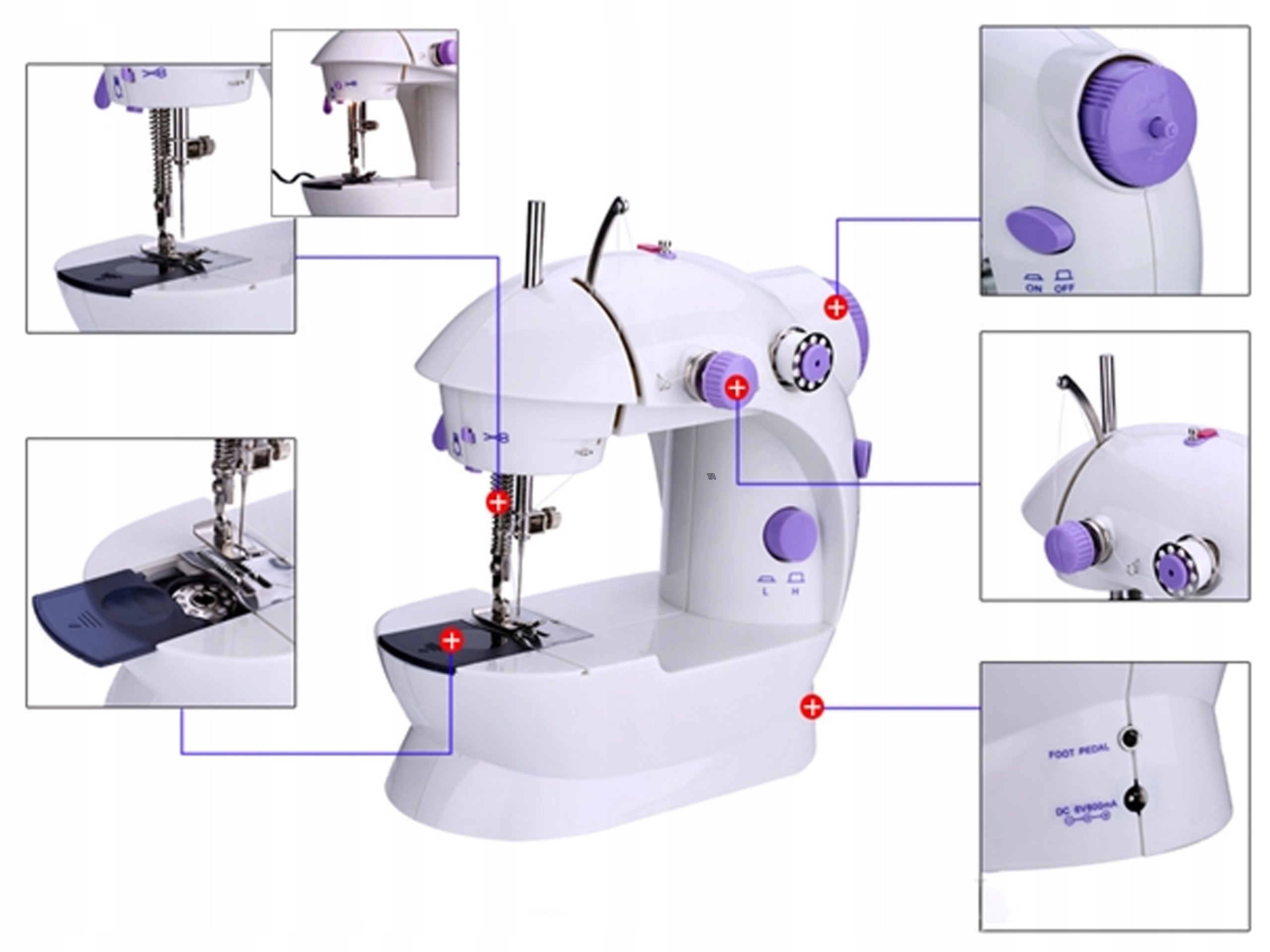 High Quality Sewing Kit Machine + Needle Thread Power Supply Dominant color white