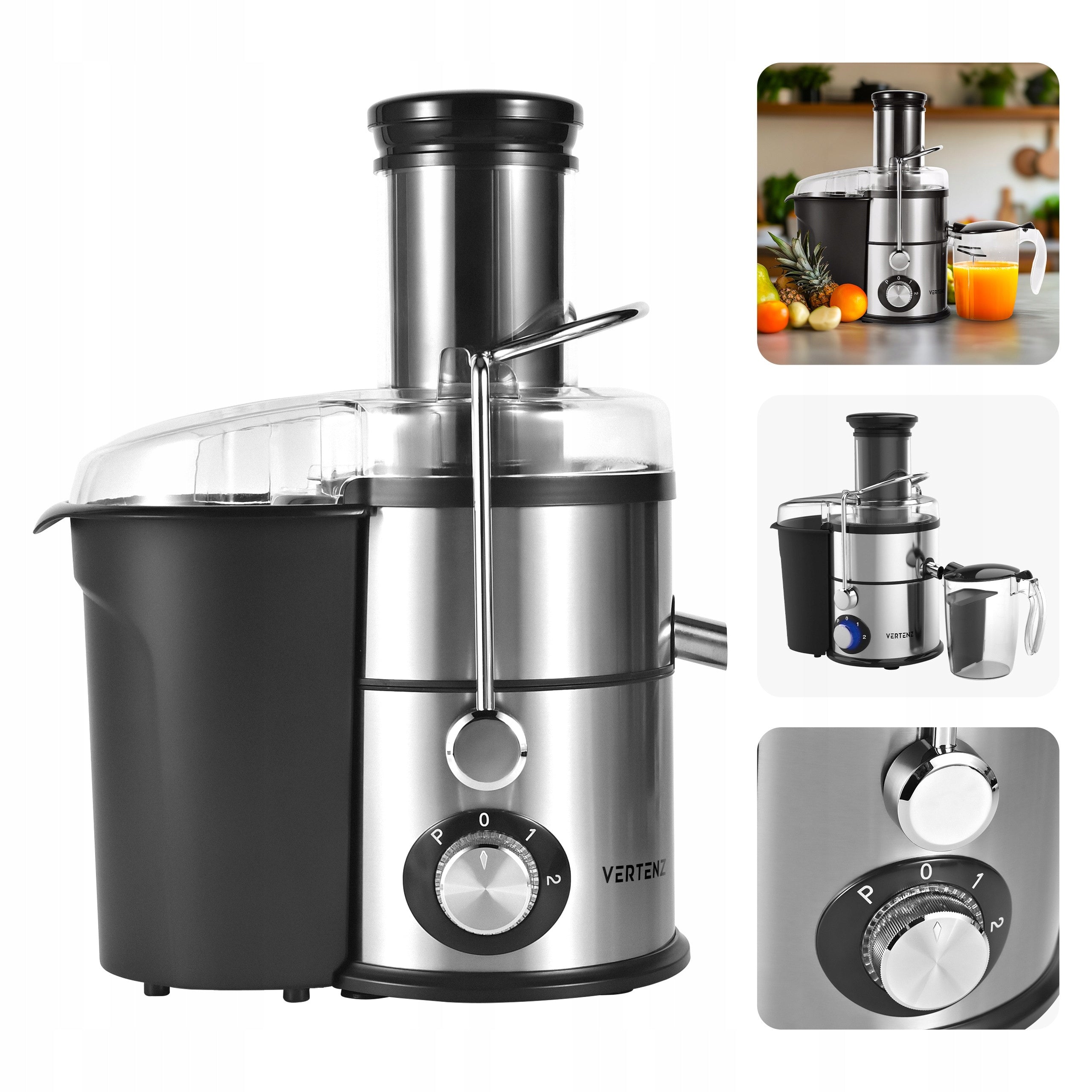 High Speed Juicer 1L 800W LED 2 Speeds PULSE Function Vertenz