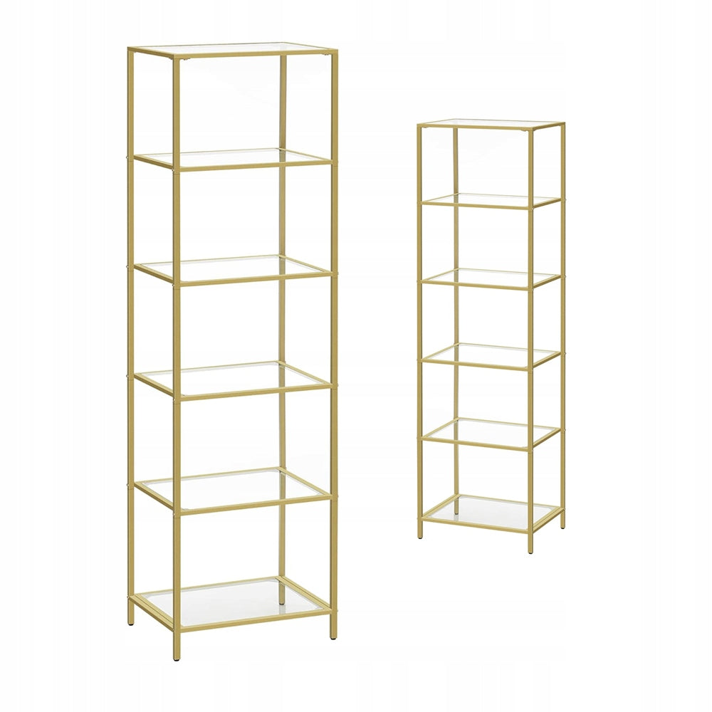 High bookcase SHELF 6 levels POST for bathroom living room glass GLAMOUR gold