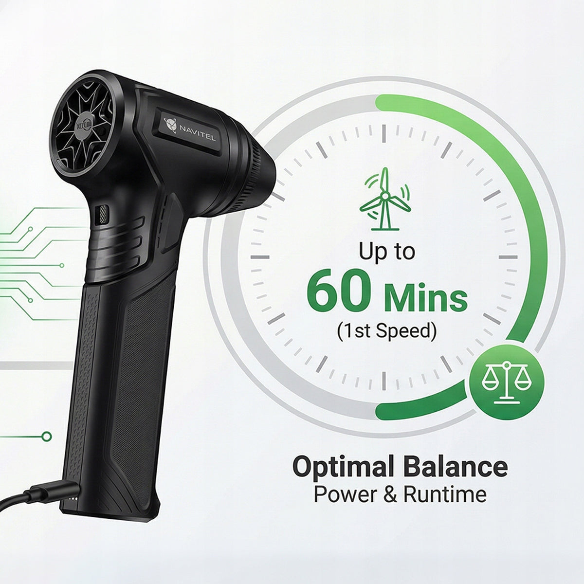 High-performance wireless blower NAVITEL TF7 for electronics +Freebie Tool weight 0.73 kg