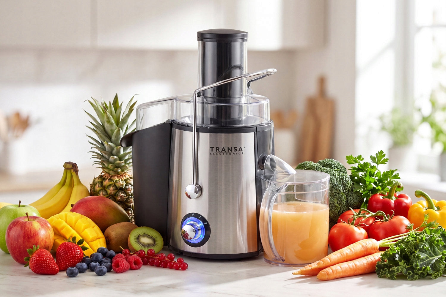 High-speed juicer for fruits and vegetables FreshJuice TRANSA 1400W Packaging status original