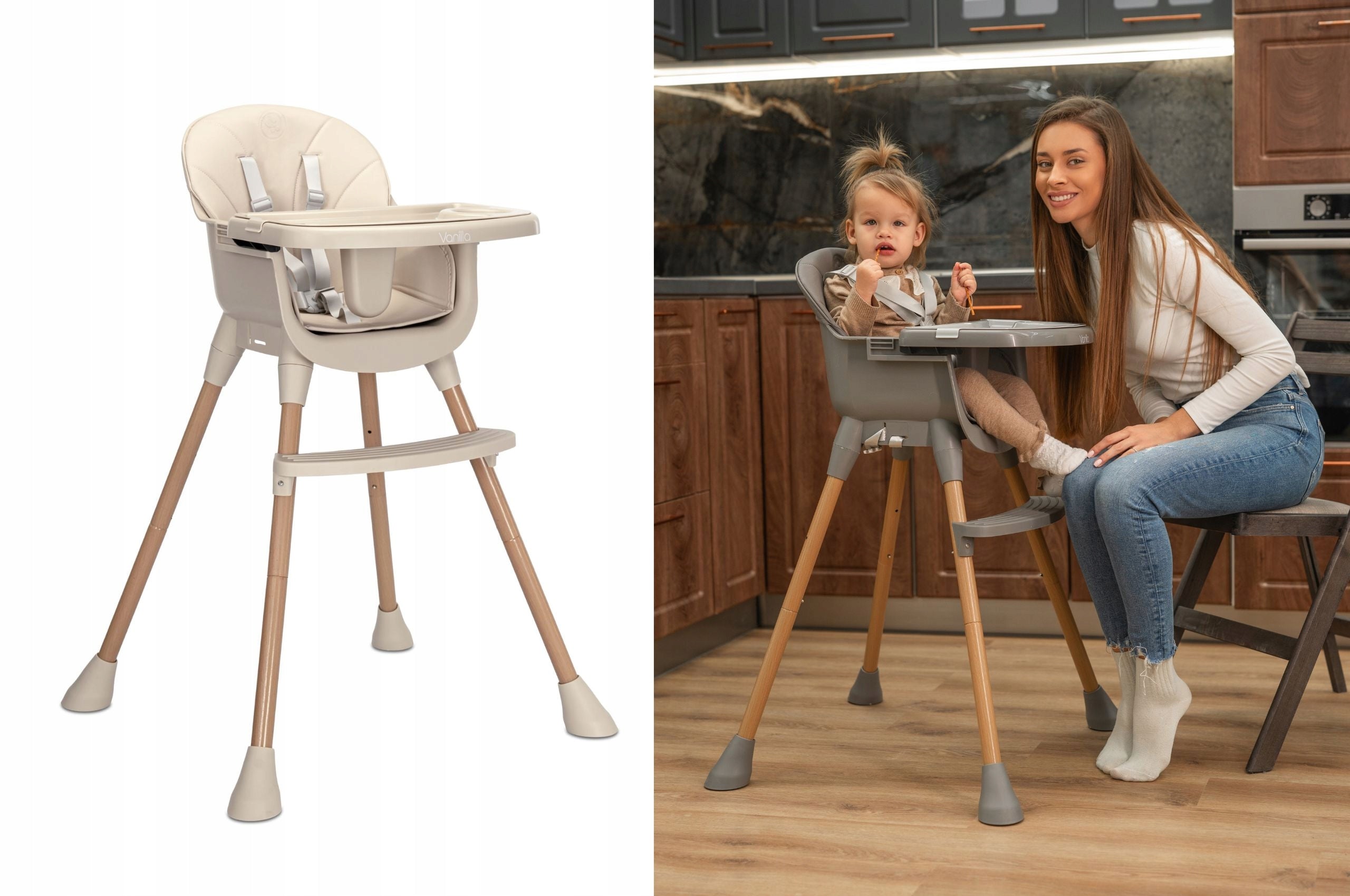 Highchair 3in1 footrest tray belts table Lorelli Packaging status original