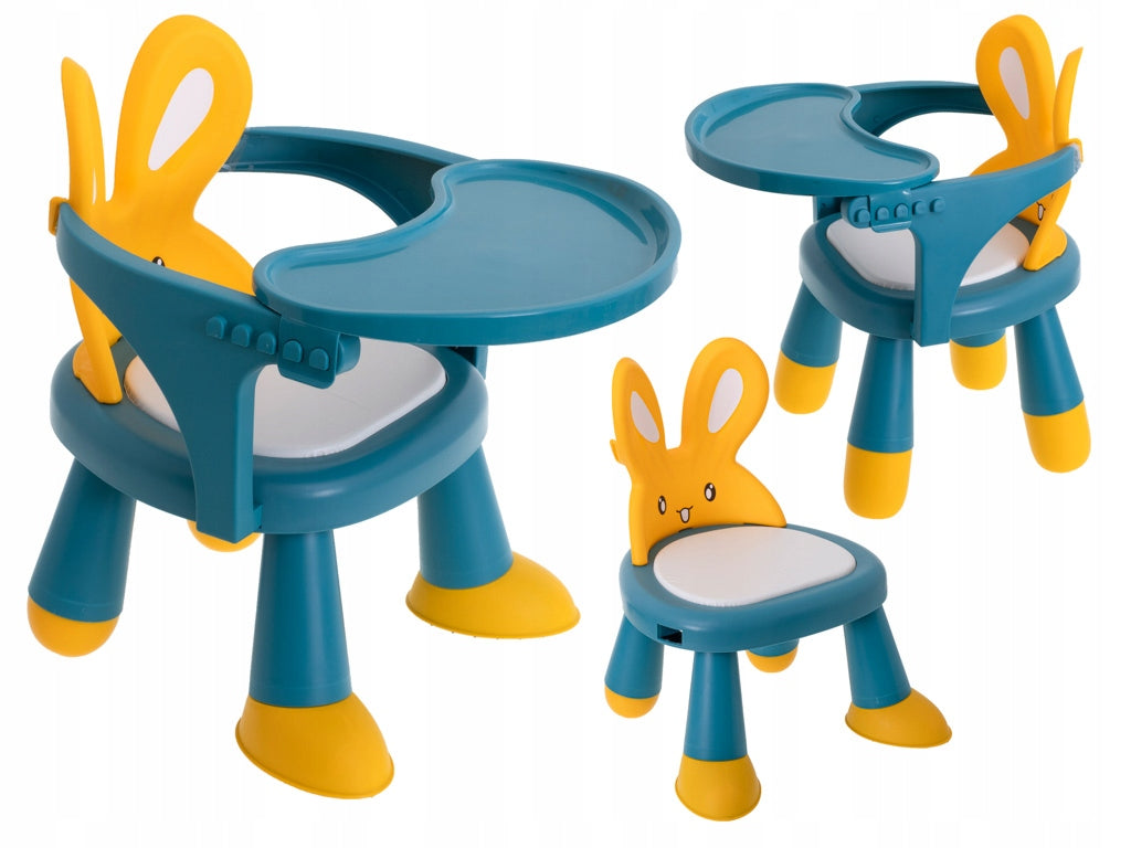 Highchair table for feeding and playing yellow-blue