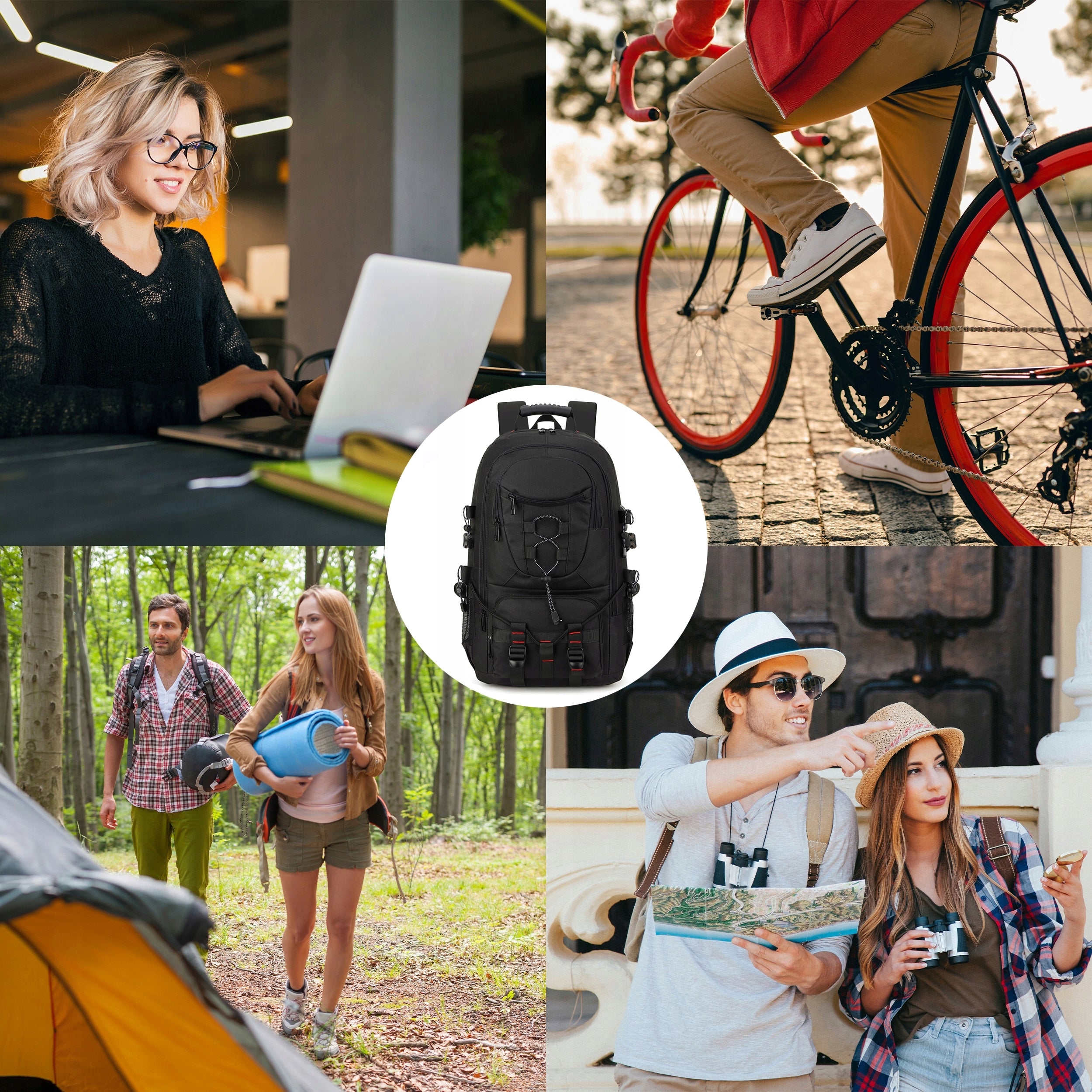Hiking Backpack For LAPTOP 17 Trekking Waterproof 60L Large Black Packaging status original
