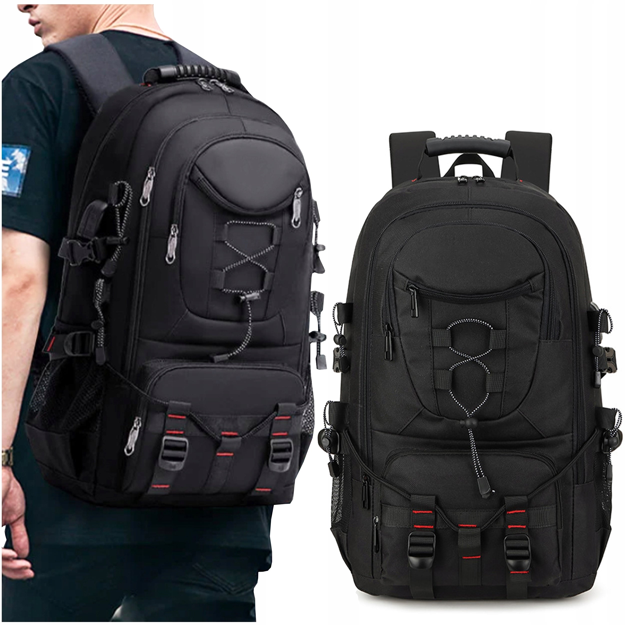 Hiking Backpack For LAPTOP 17 Trekking Waterproof 60L Large Black
