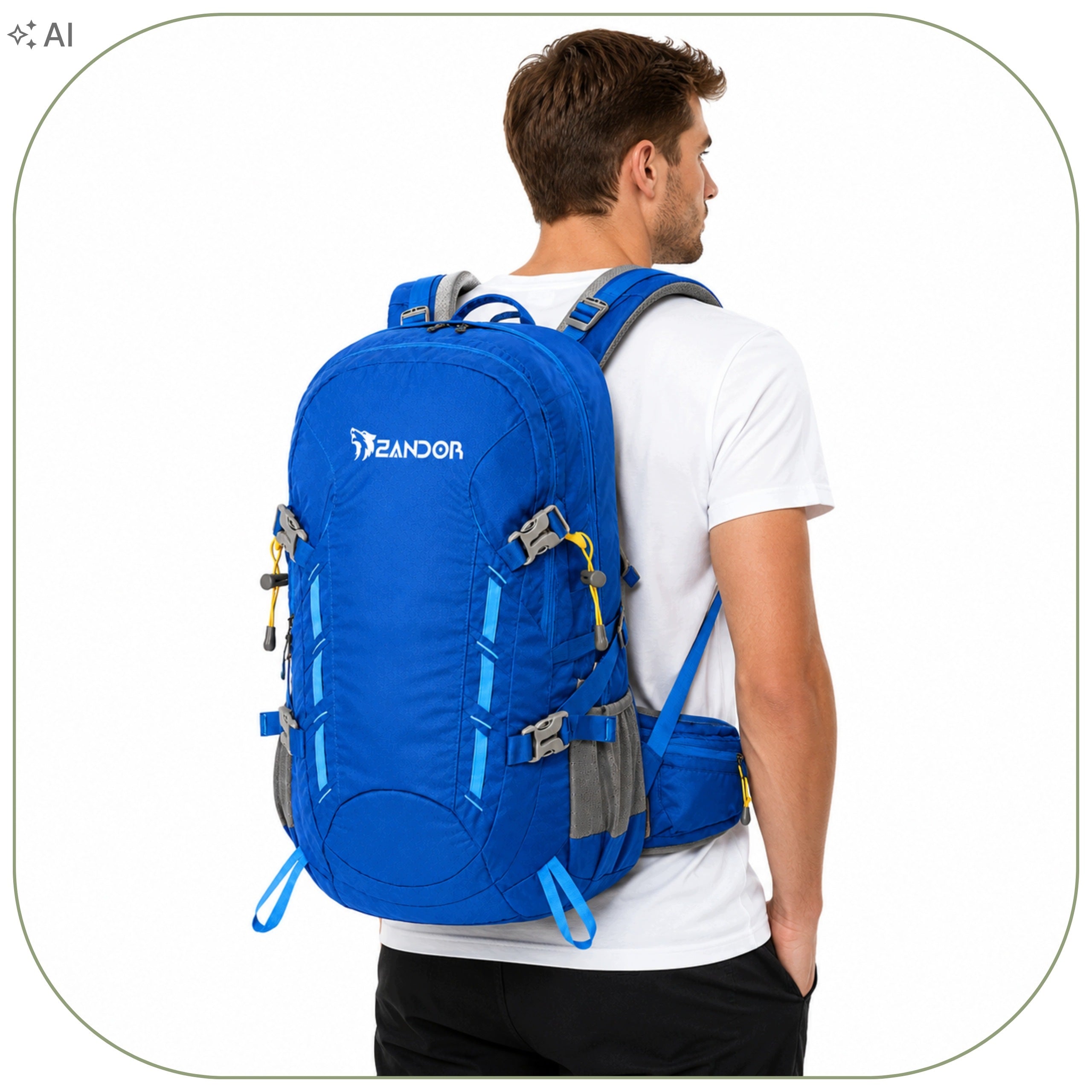 Hiking Backpack Mountain Trekking Women's Men's 40L BLUE+COVER Packaging status original