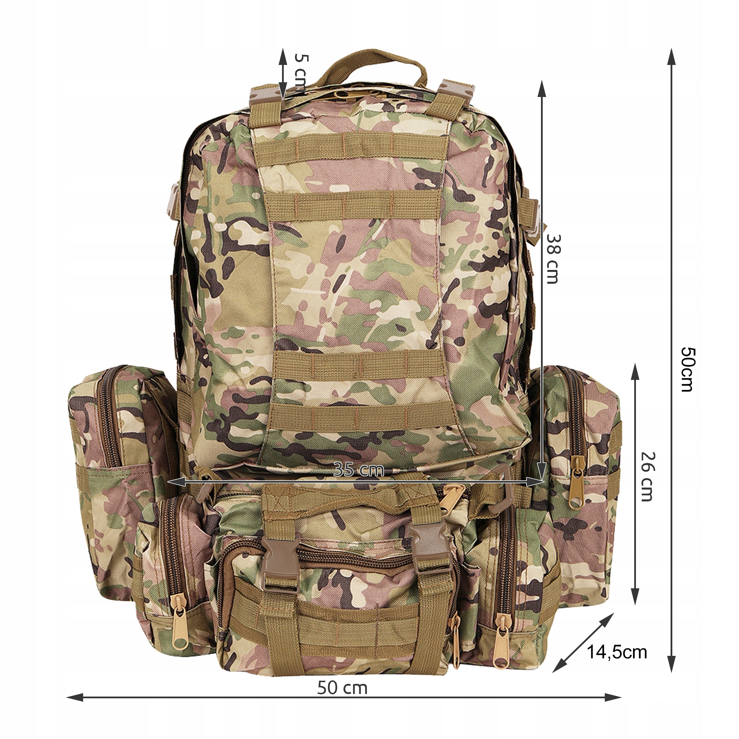 Hiking Backpack Trekking Sports Military Tactical Moro Men's XXL Brand Trizand
