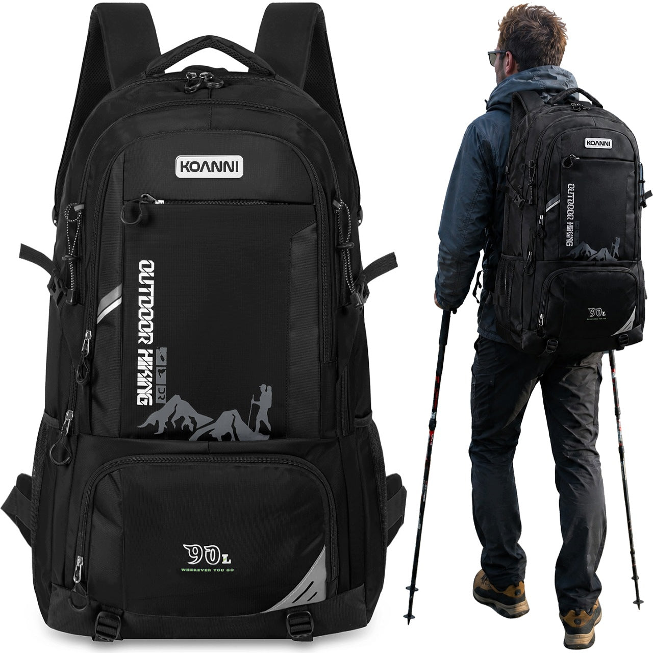 Hiking Backpack Waterproof 90L Trekking Large Lightweight Survival