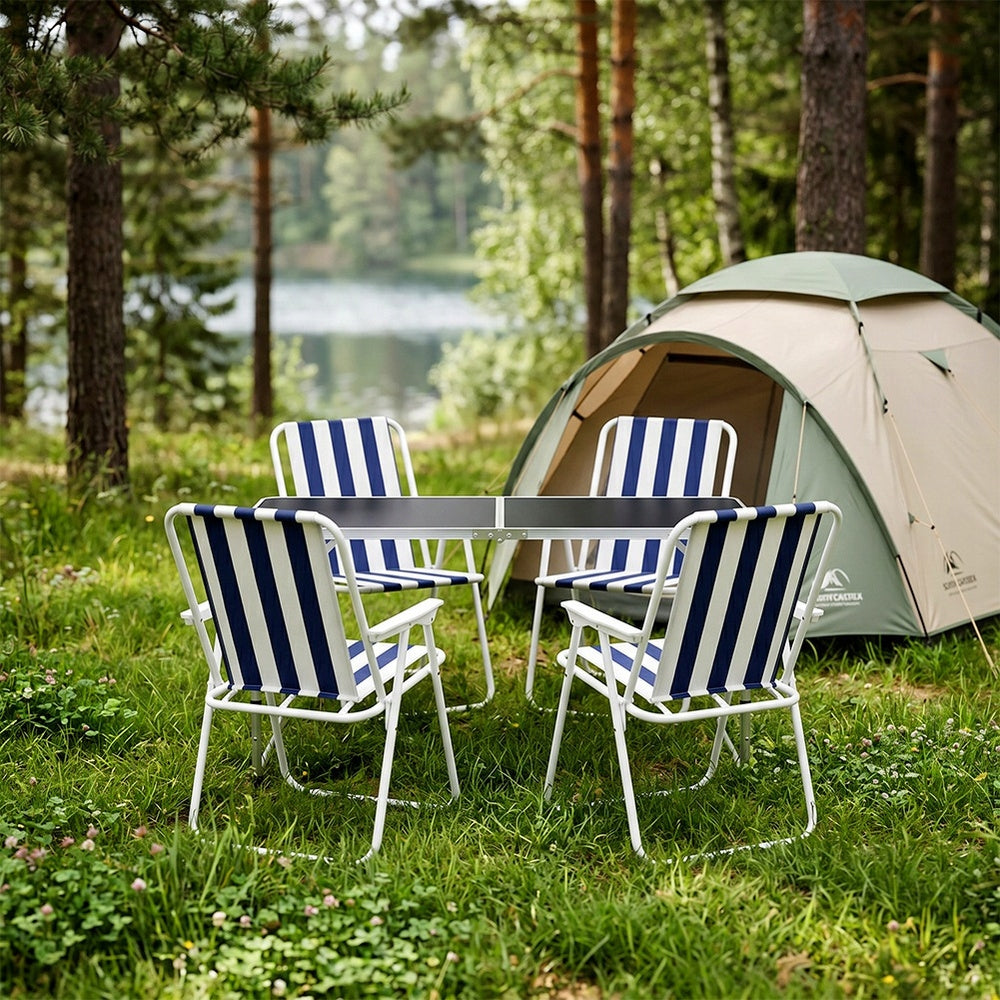 Hiking Furniture Garden Camping Balcony Table + 4x Folding Chairs Packaging status original