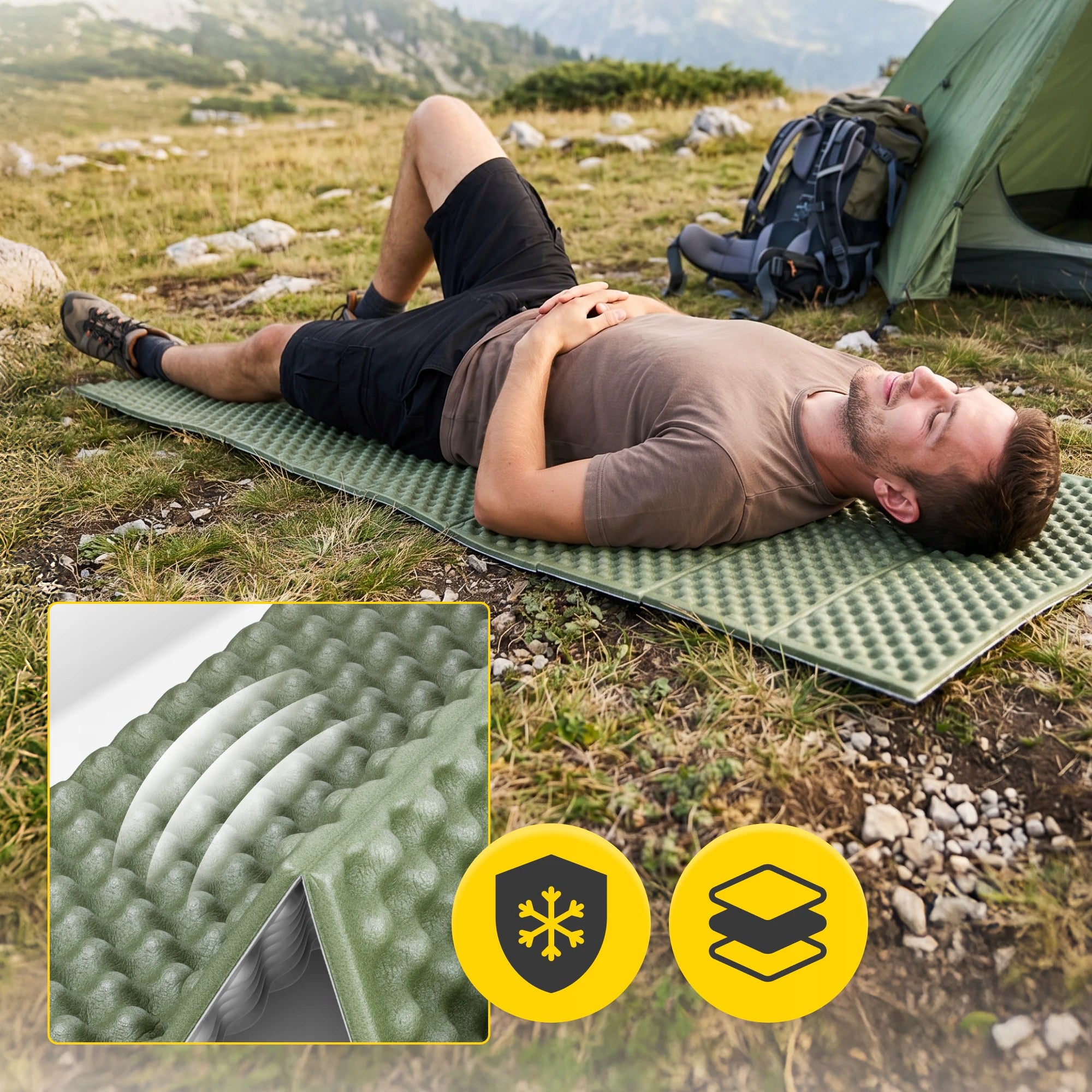 Hiking Mat Sleeping Mat Folding For Camping Tent Camping Manufacturer code Składana mata turystyczna 185x56 oliwkowa