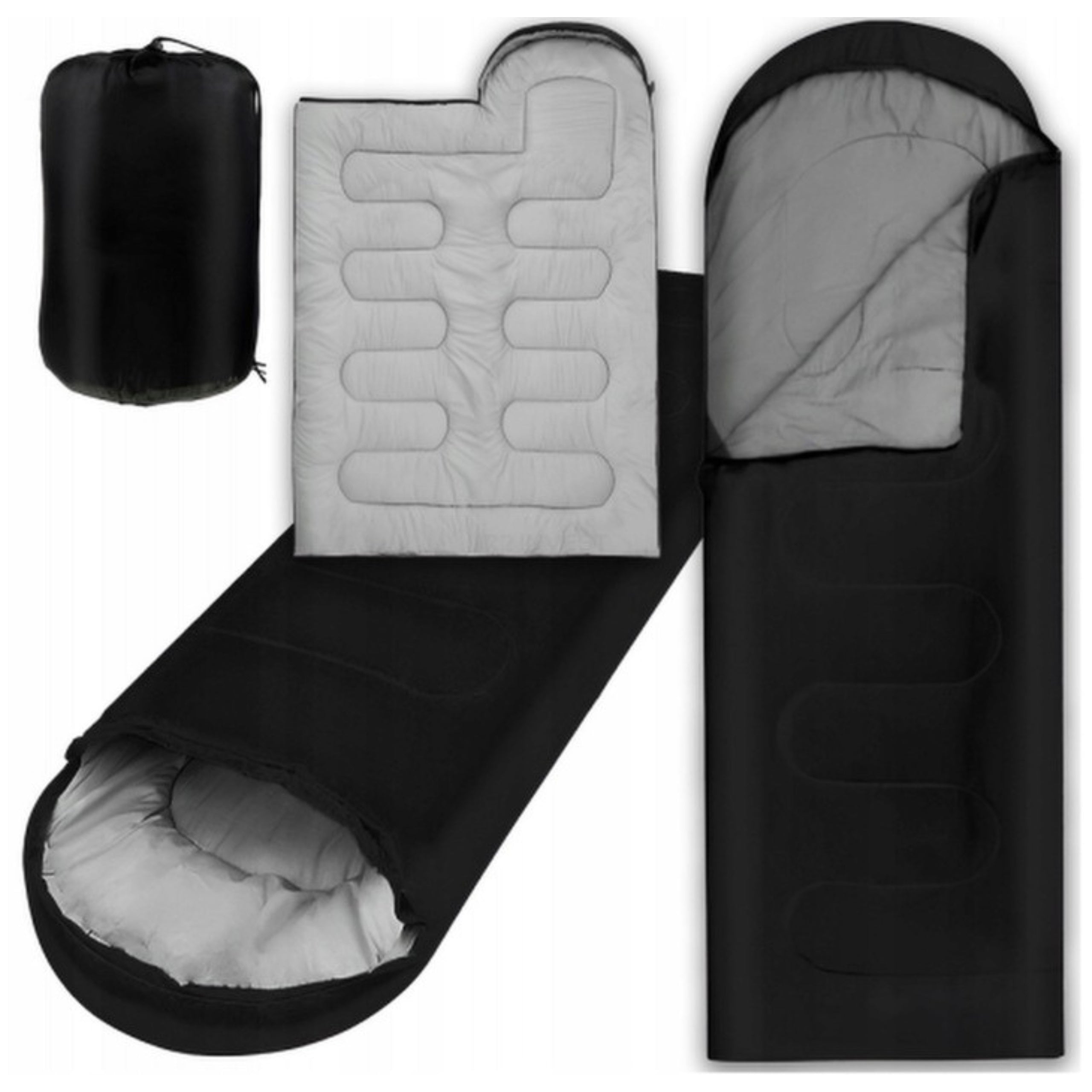 Hiking Sleeping Bag 210x75cm Mummy Lightweight Warm Waterproof Cover Black Packaging status original