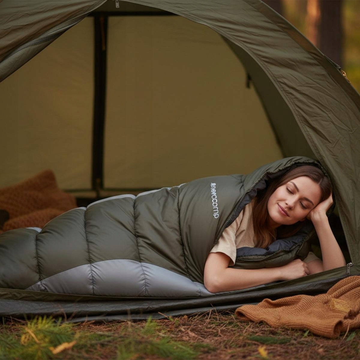 Hiking Sleeping Bag with Hood ENERO CAMP TRIP Warm Mummy + Cover Brand enero camp