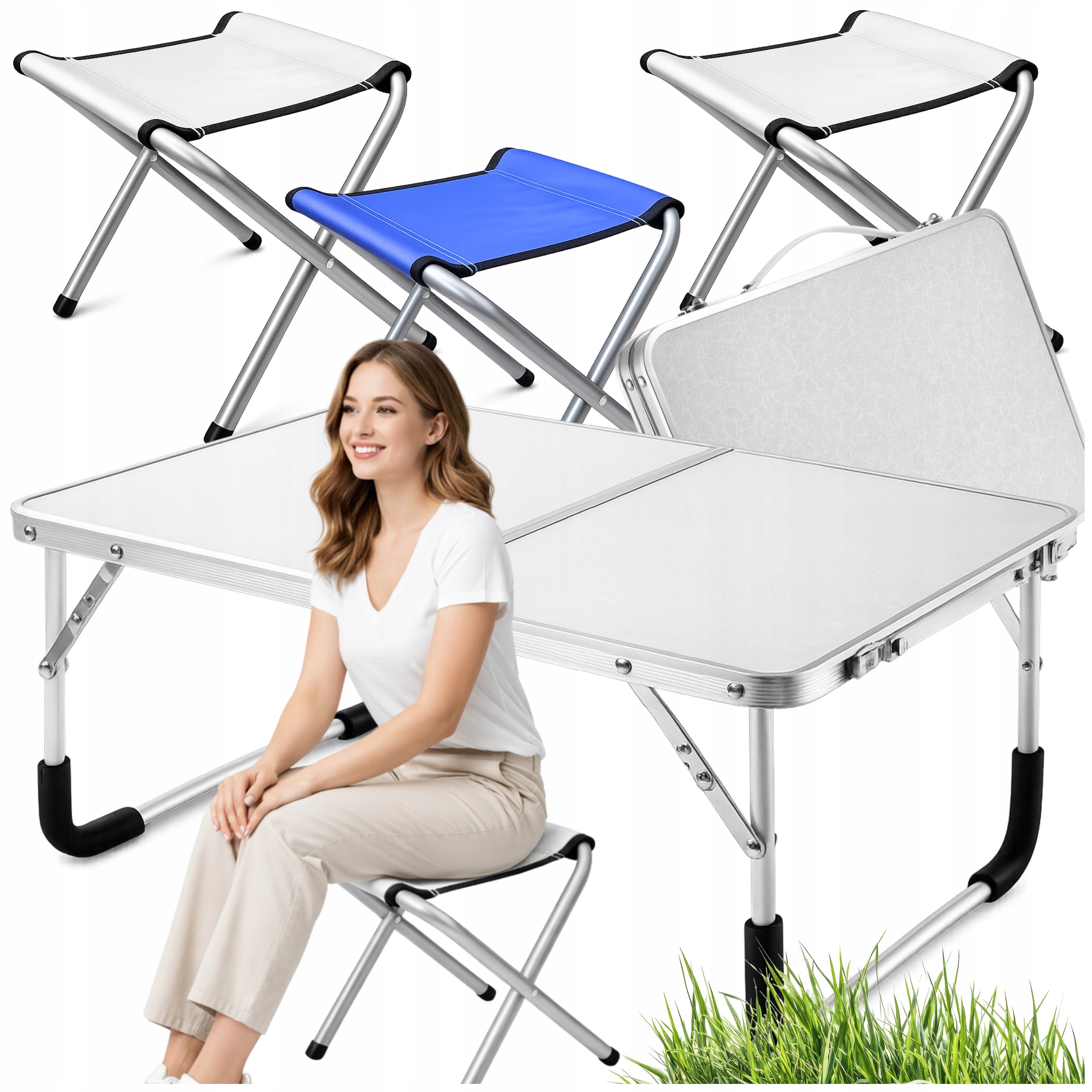 Hiking Table with 4 Chairs Folding Camping Folding 60x40