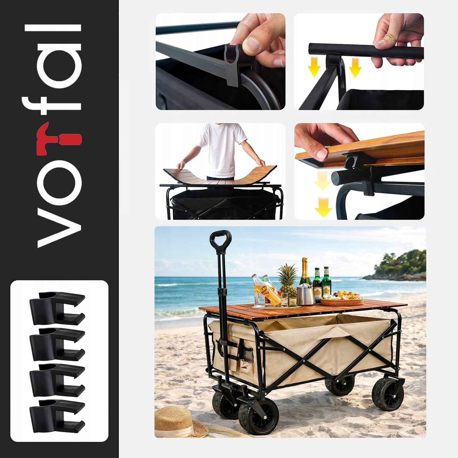 Hiking Trolley Beach Camping Folding Transport Wheels XL + COUNTERTOP Packaging status original