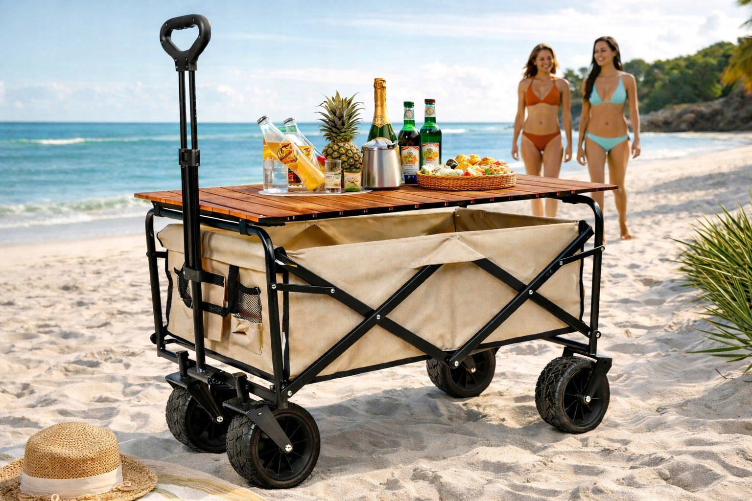 Hiking Trolley Beach Camping Folding Transport Wheels XL + TABLE Packaging status original