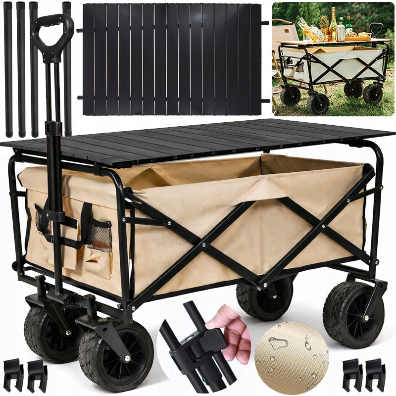 Hiking Trolley Beach Camping Folding Transport Wheels XL + TABLE