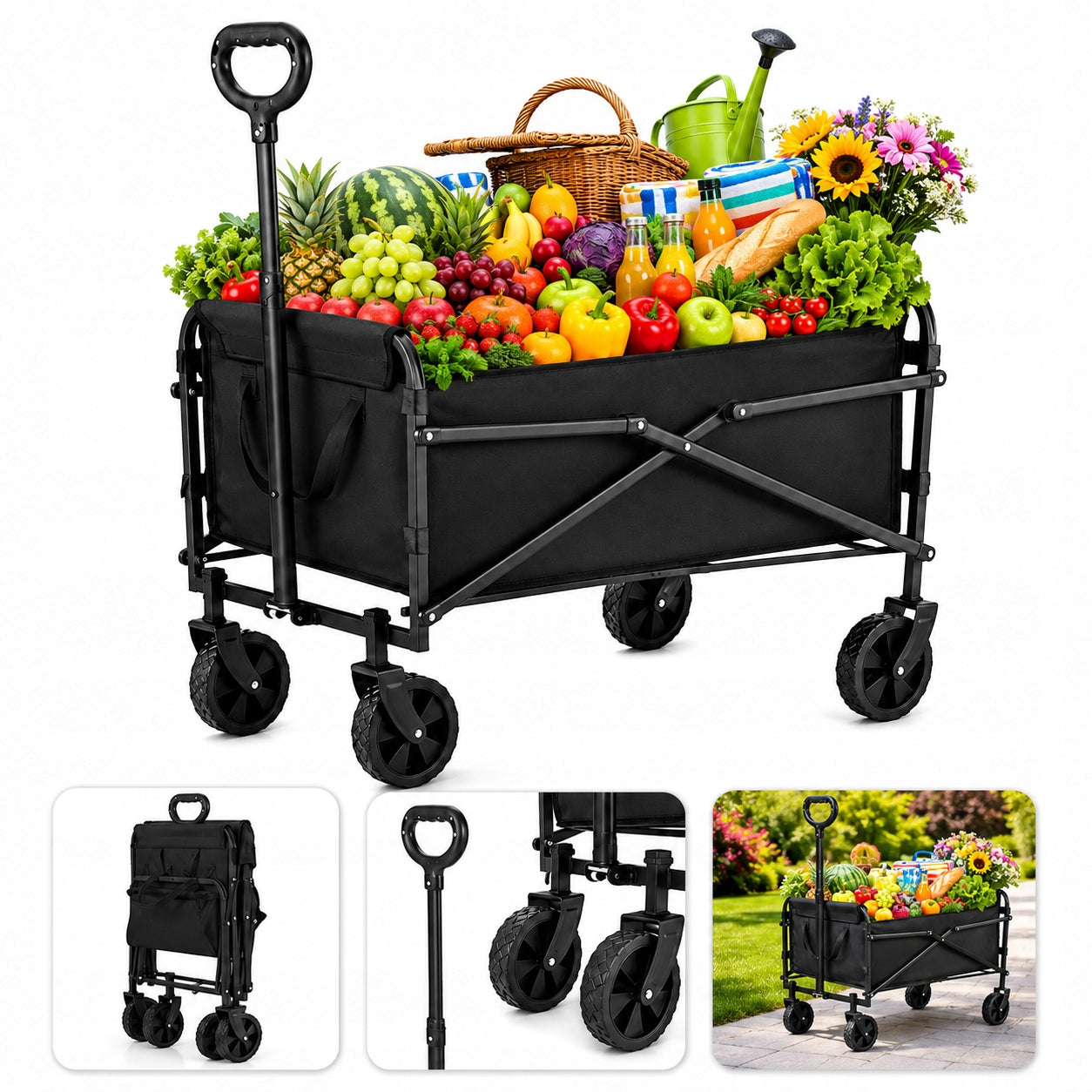 Hiking Trolley Beach Transport Garden Folding Camping Fish 100kg