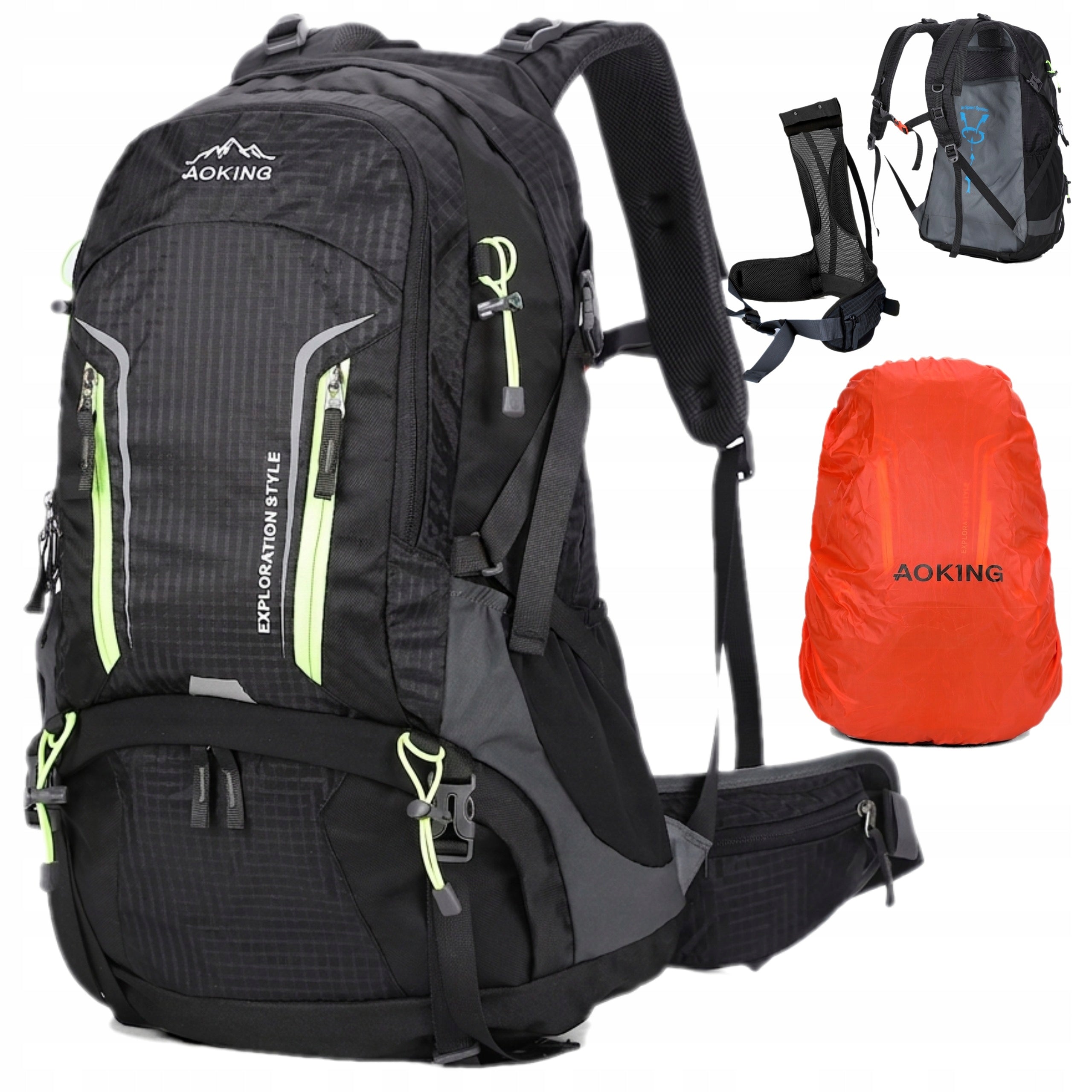 Hiking backpack AOKING Adventure 43l divisible compartment for aircraft black