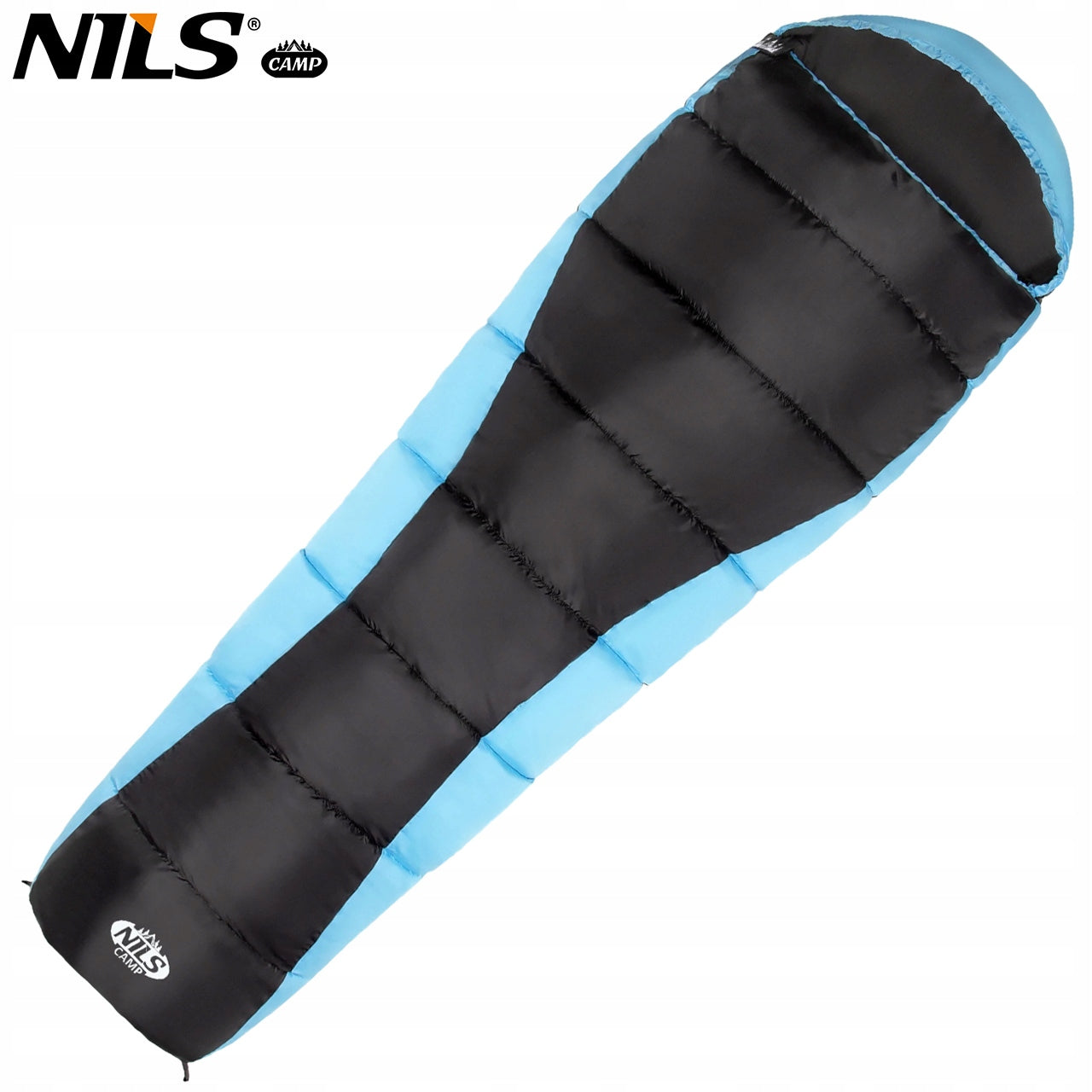 Hiking sleeping bag warm mummy with hood for camping tent 220x80 cm Color blue