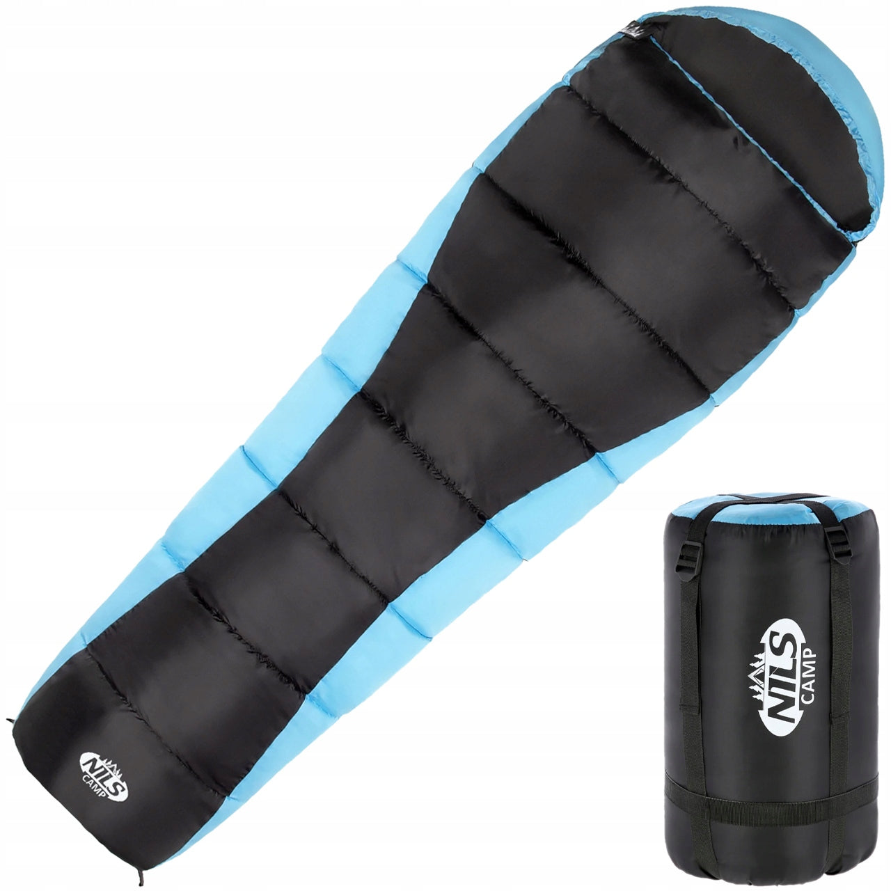 Hiking sleeping bag warm mummy with hood for camping tent 220x80 cm